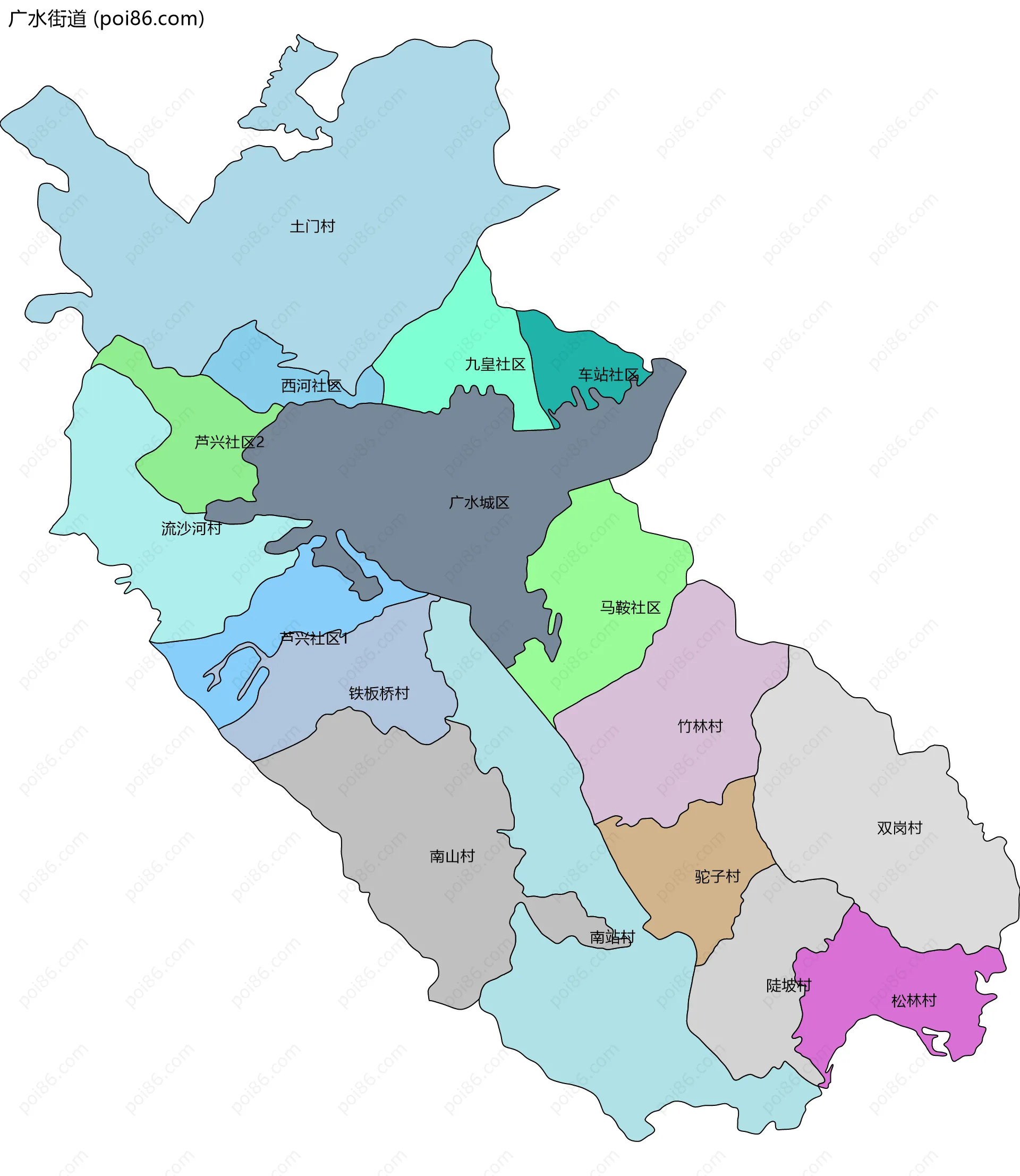 广水街道边界地图(五级行政区划)