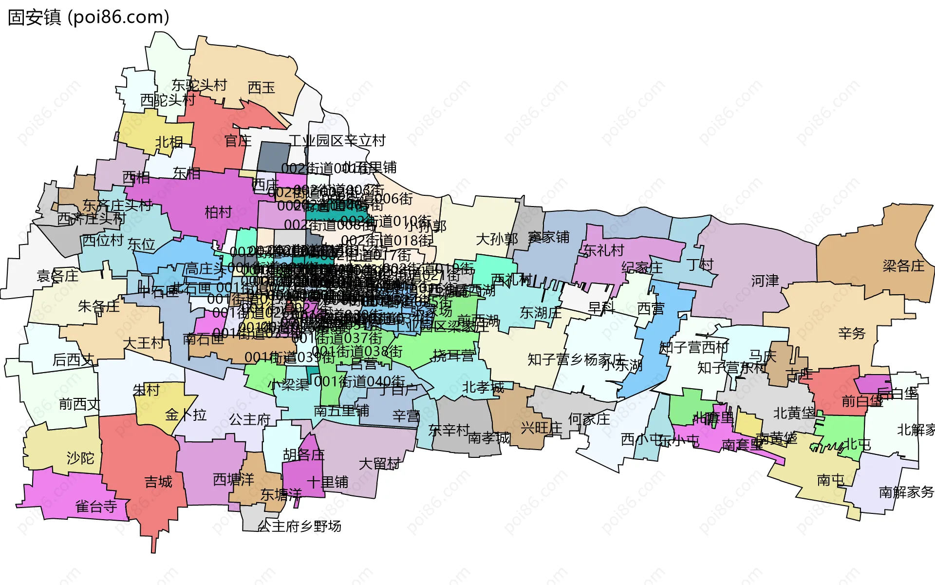 固安镇边界地图(五级行政区划)