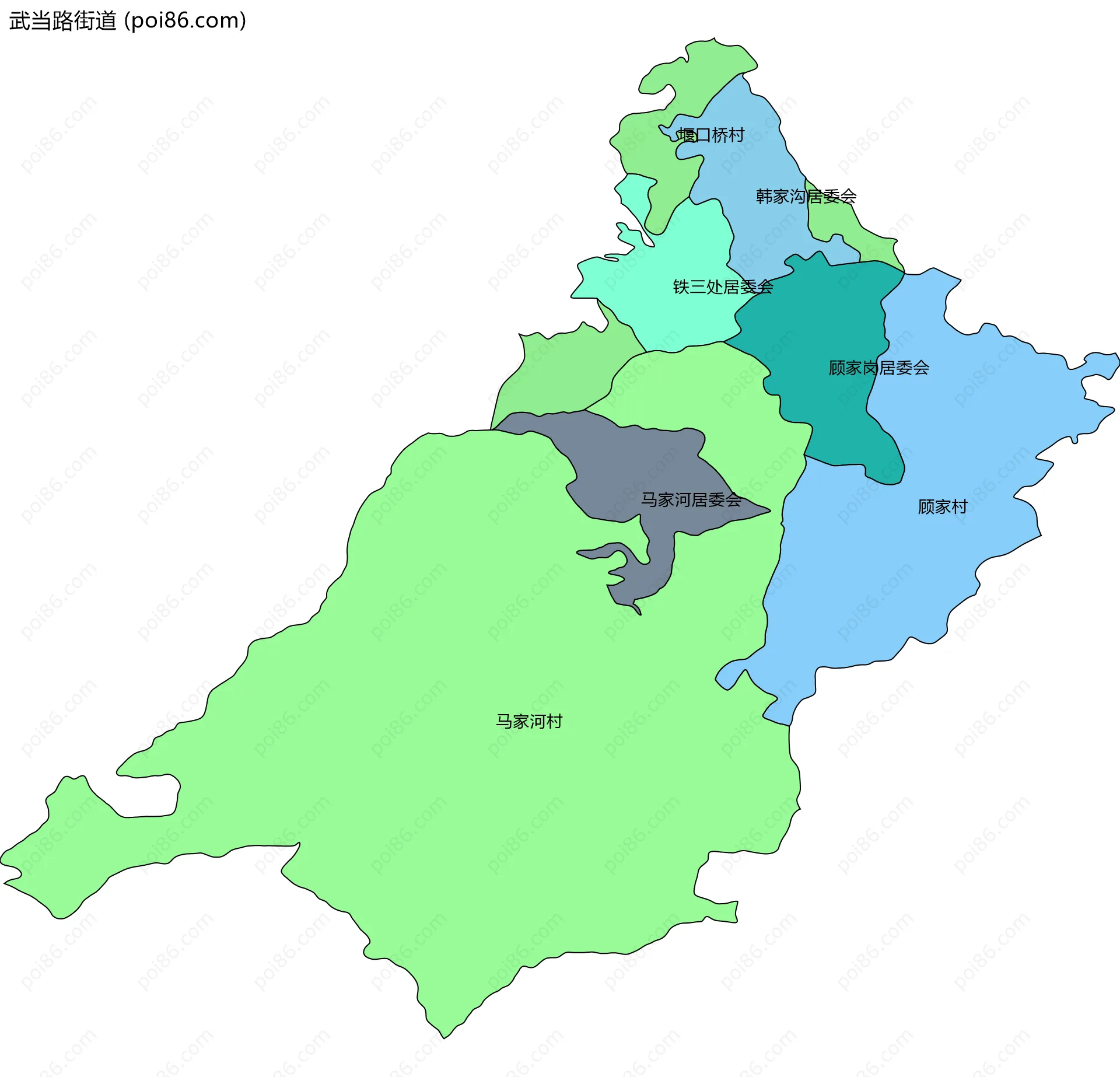 武当路街道边界地图(五级行政区划)