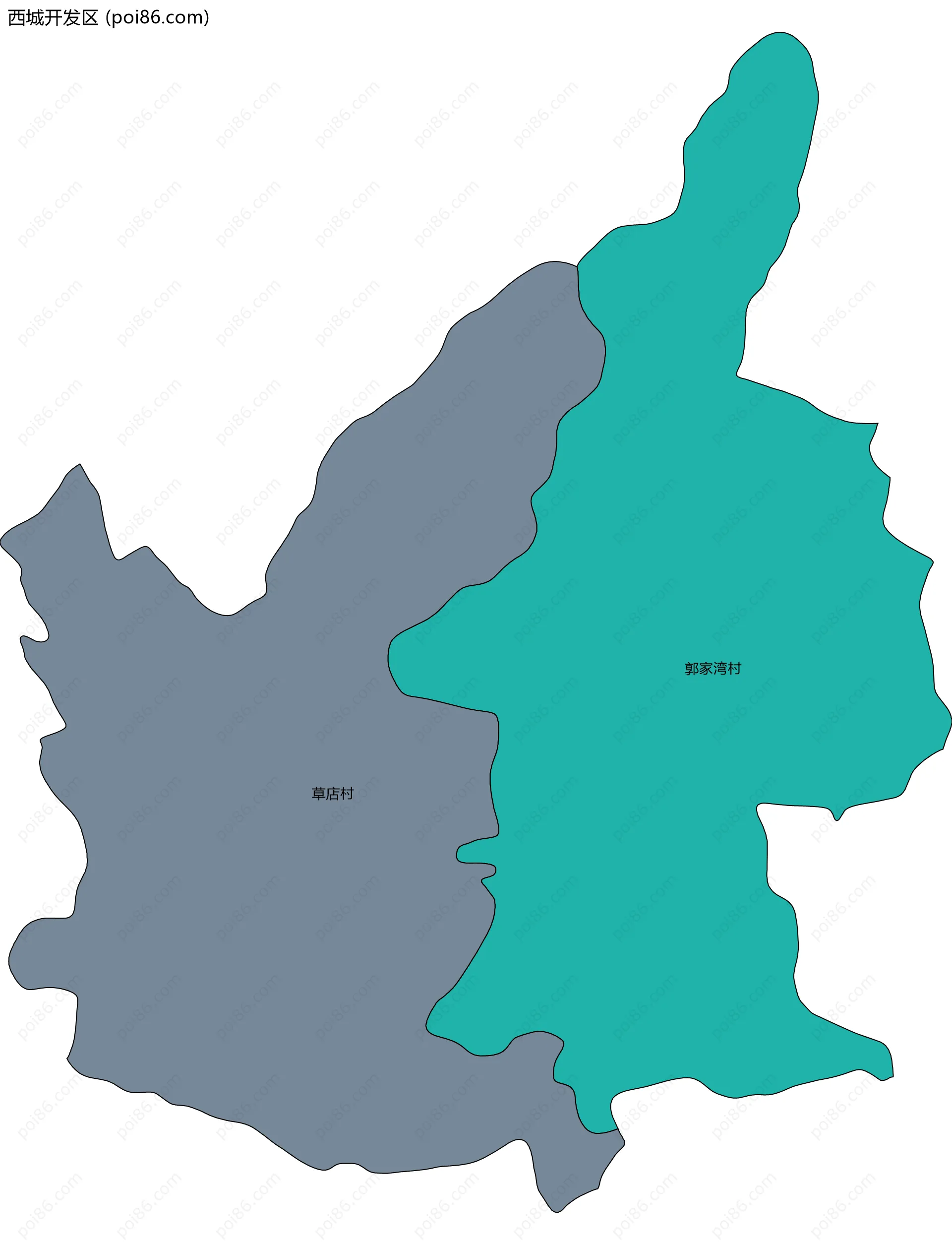 西城开发区边界地图(五级行政区划)