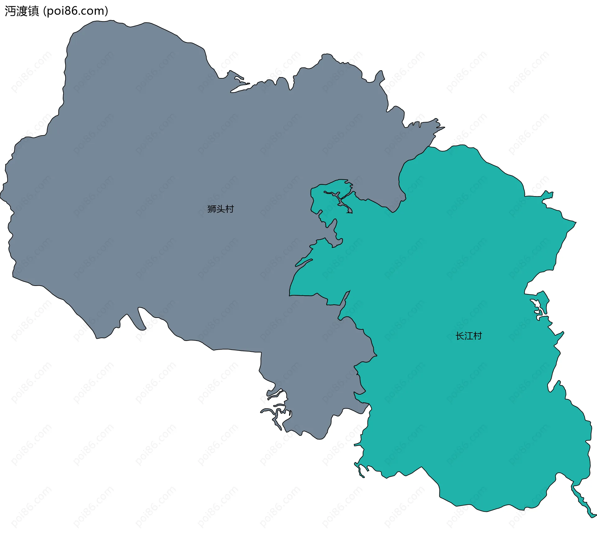 沔渡镇边界地图(五级行政区划)