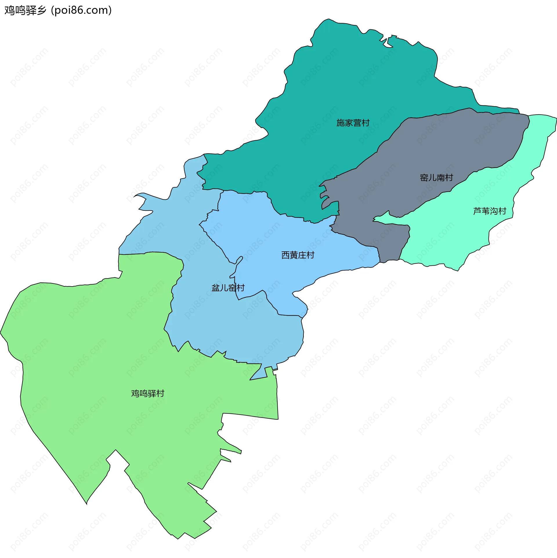 鸡鸣驿乡边界地图(五级行政区划)