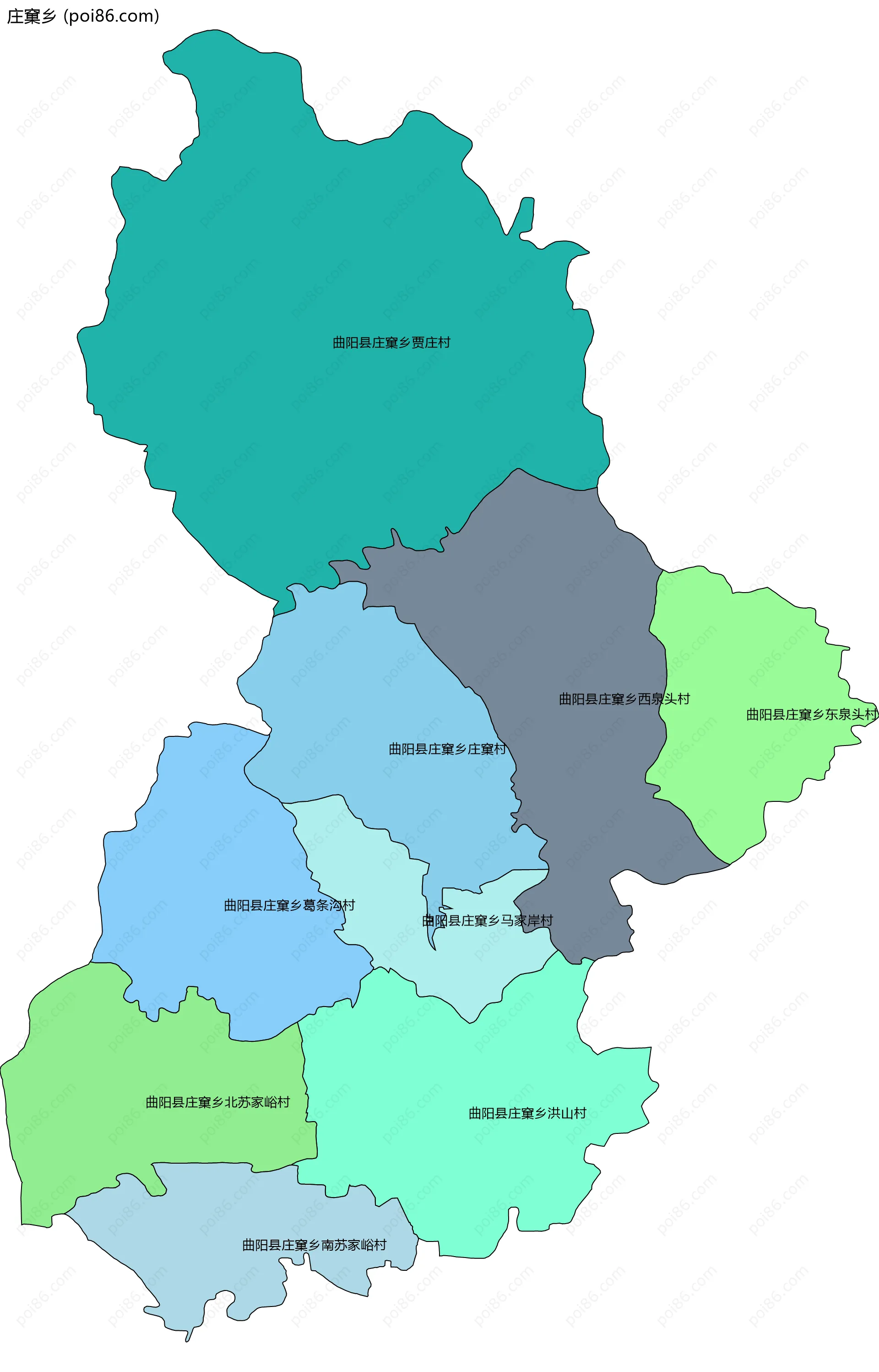 庄窠乡边界地图(五级行政区划)