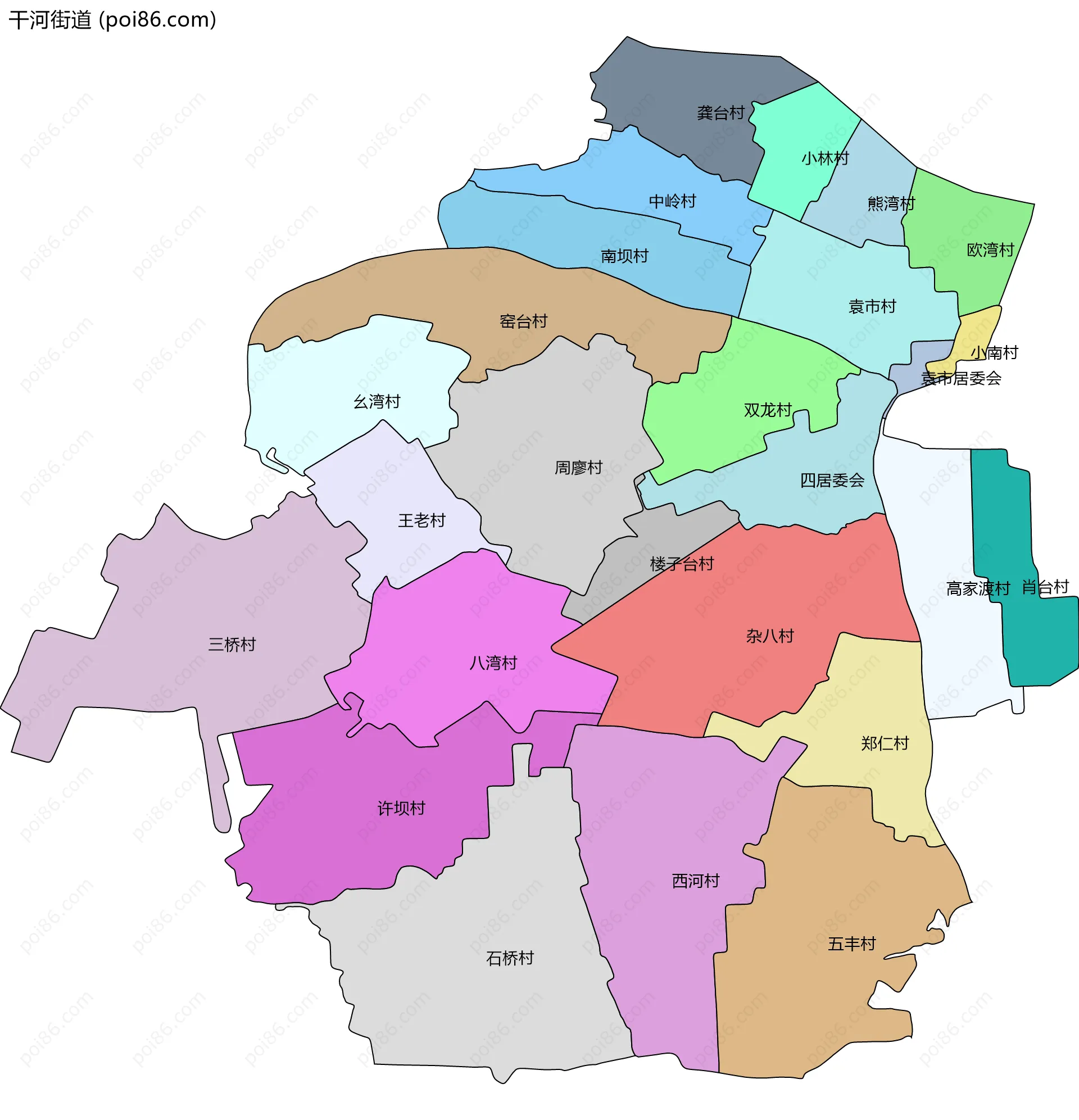 干河街道边界地图(五级行政区划)