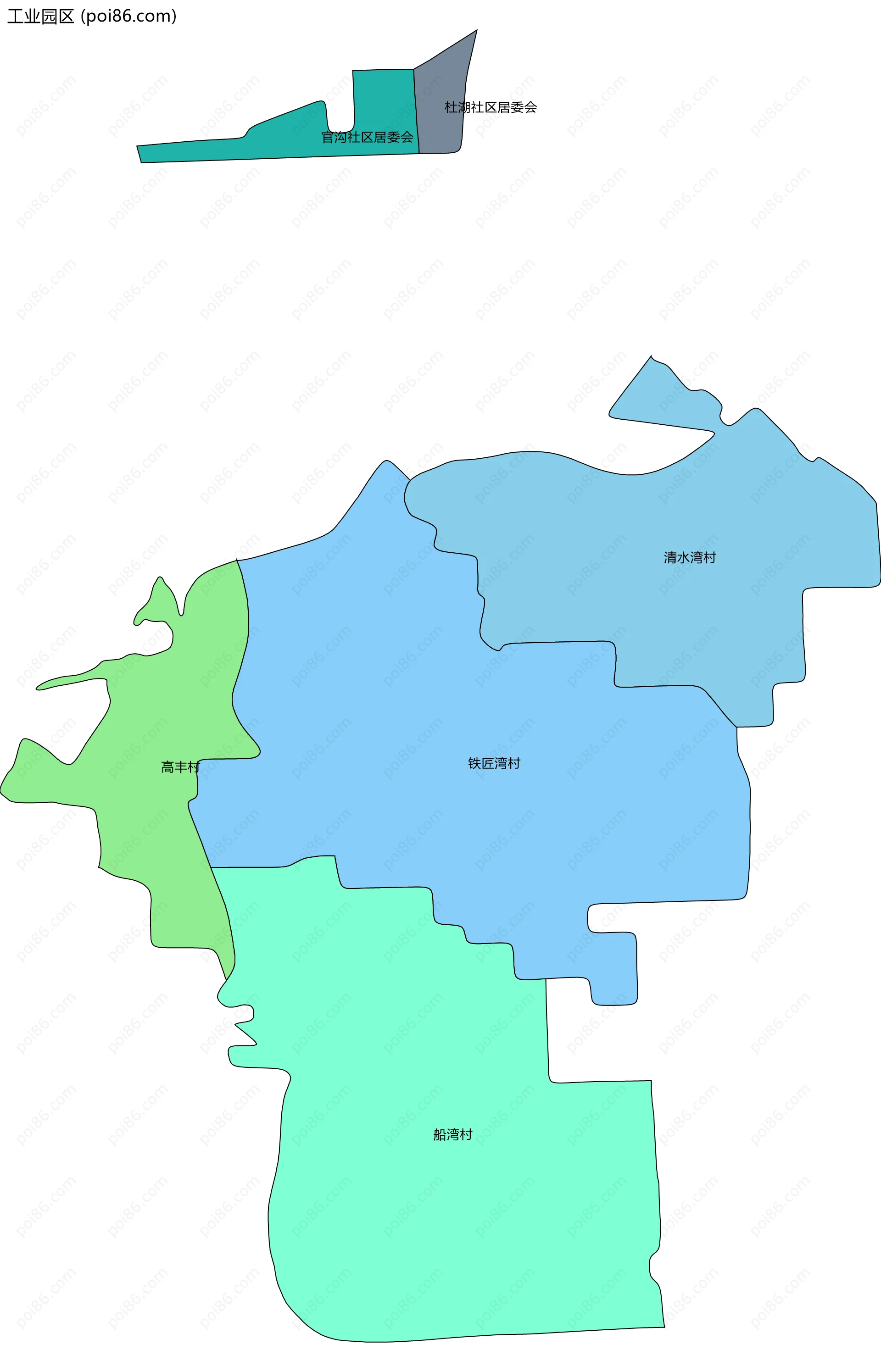 工业园区边界地图(五级行政区划)