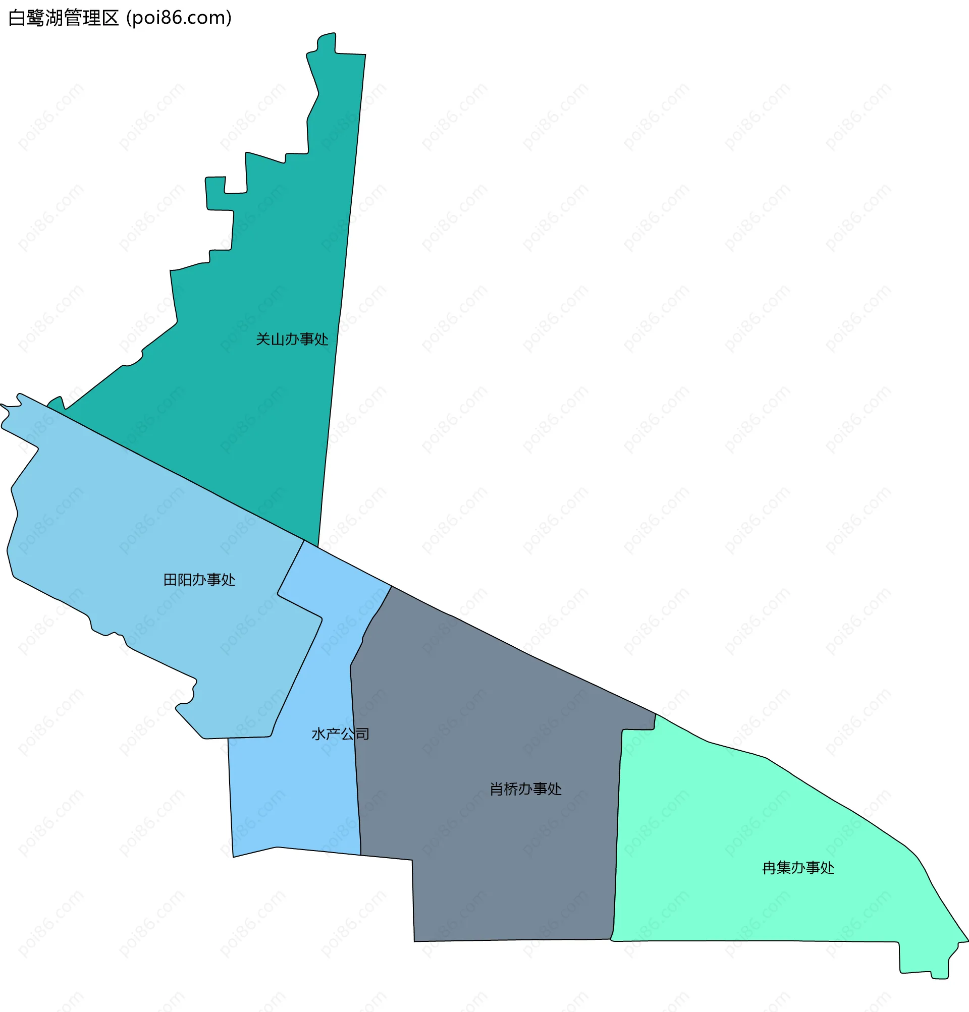 白鹭湖管理区边界地图(五级行政区划)