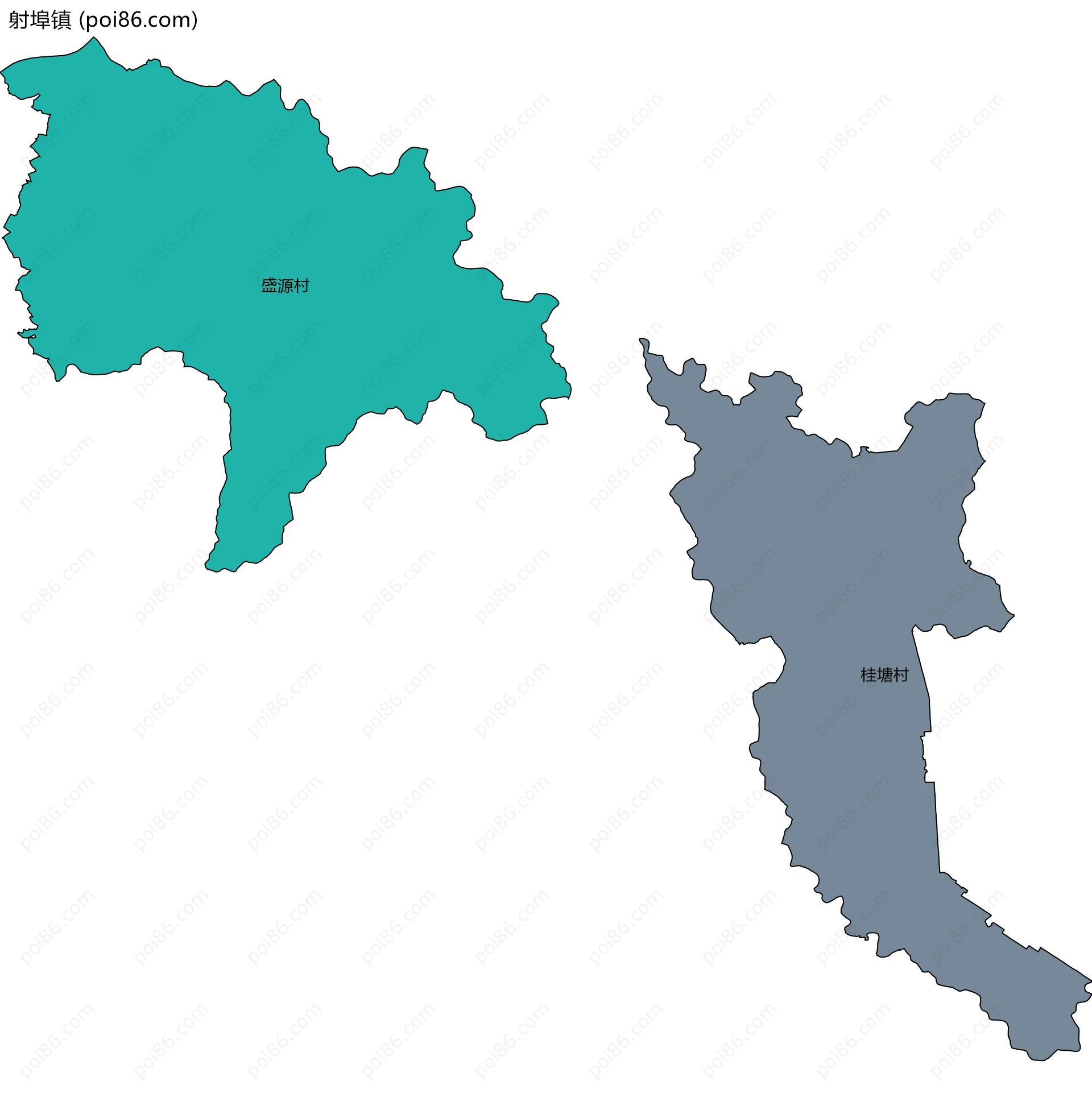 射埠镇边界地图(五级行政区划)