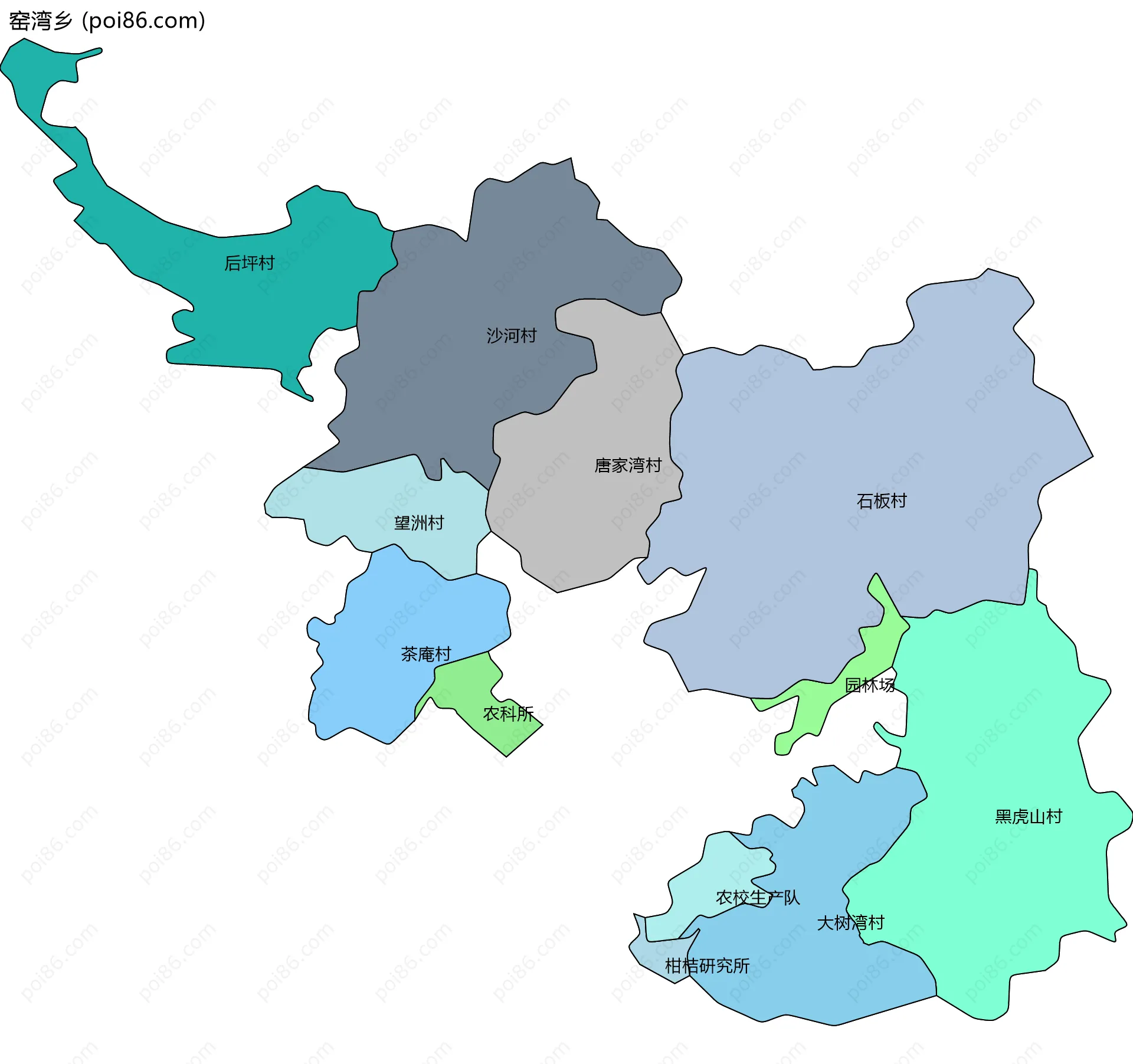 窑湾乡边界地图(五级行政区划)