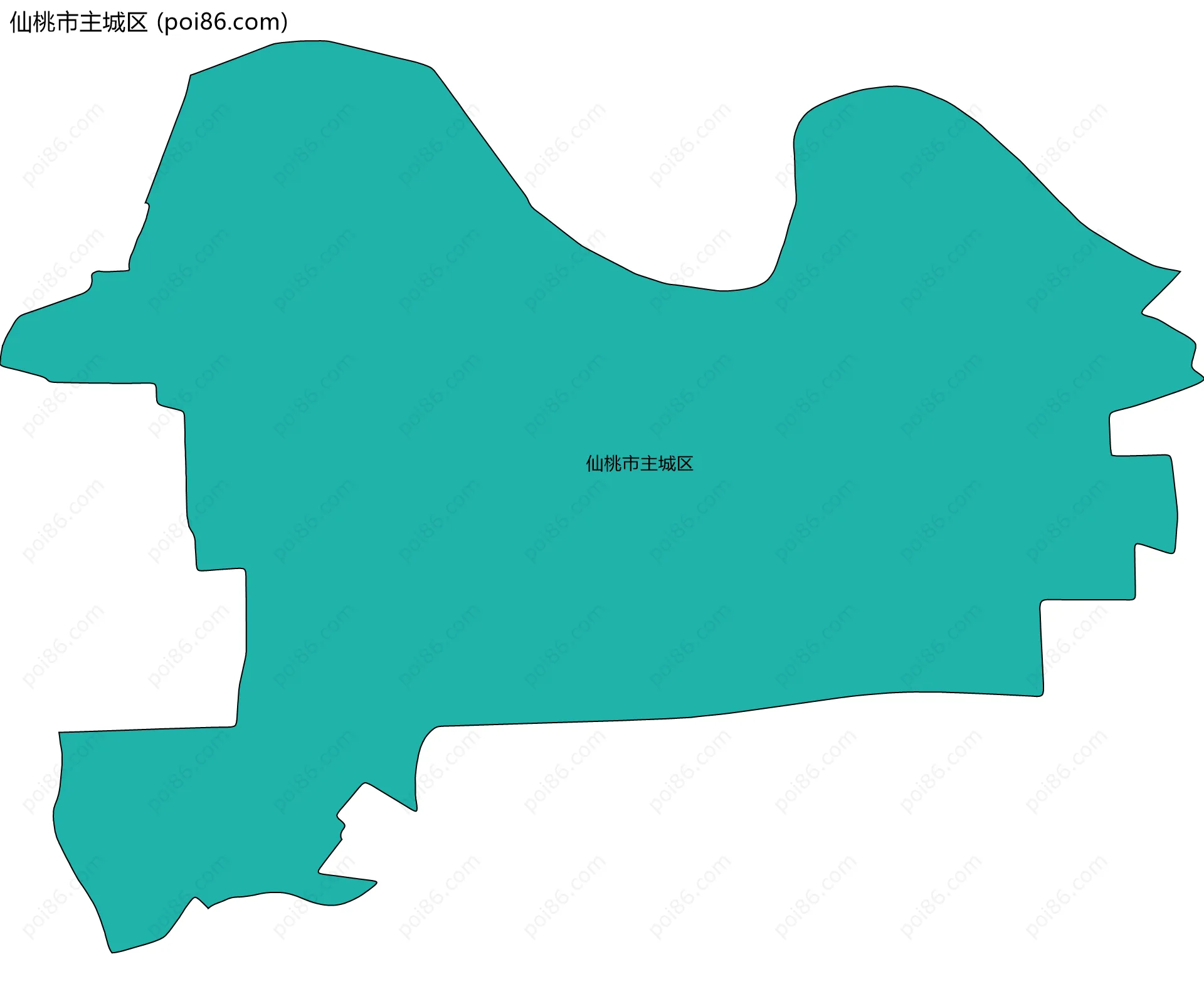 仙桃市主城区边界地图(五级行政区划)