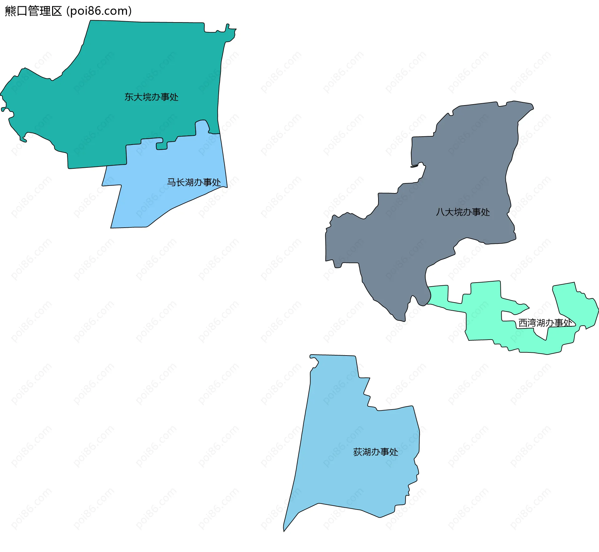 熊口管理区边界地图(五级行政区划)