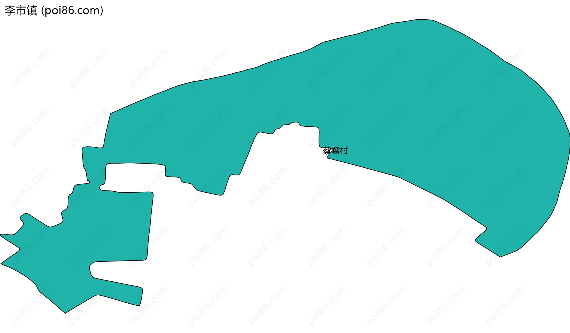 李市镇边界地图(五级行政区划)