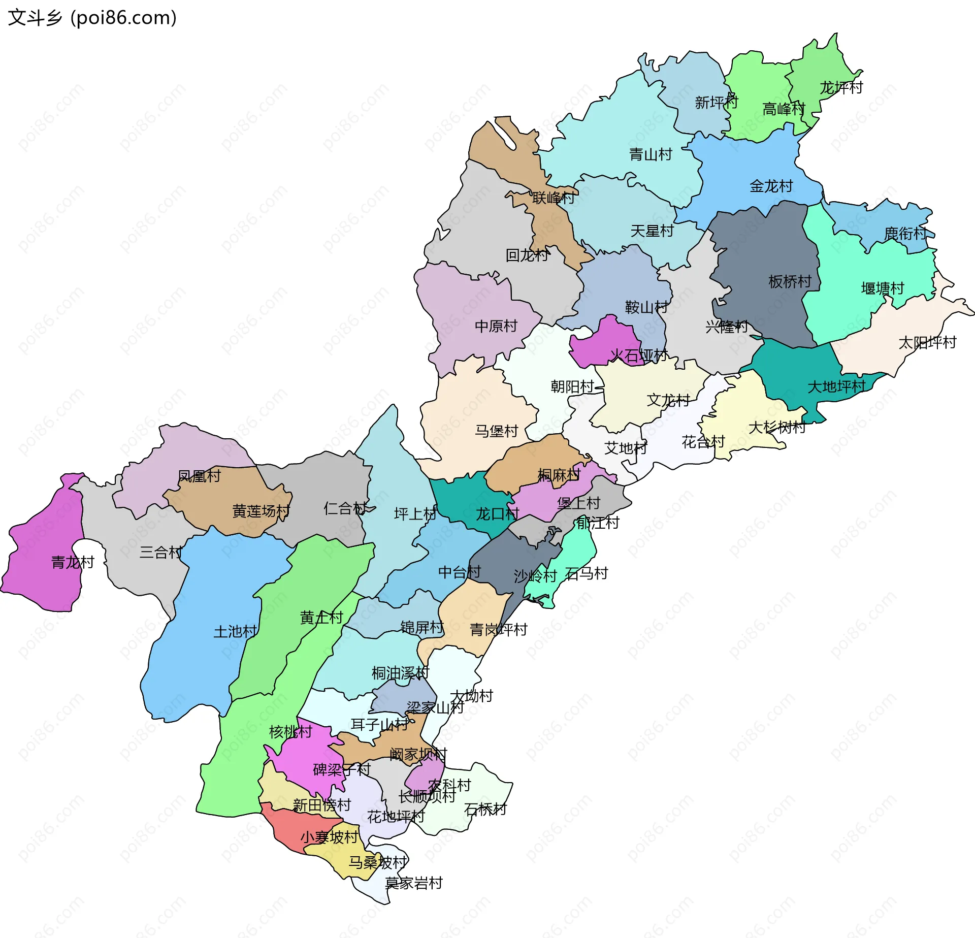 文斗乡边界地图(五级行政区划)
