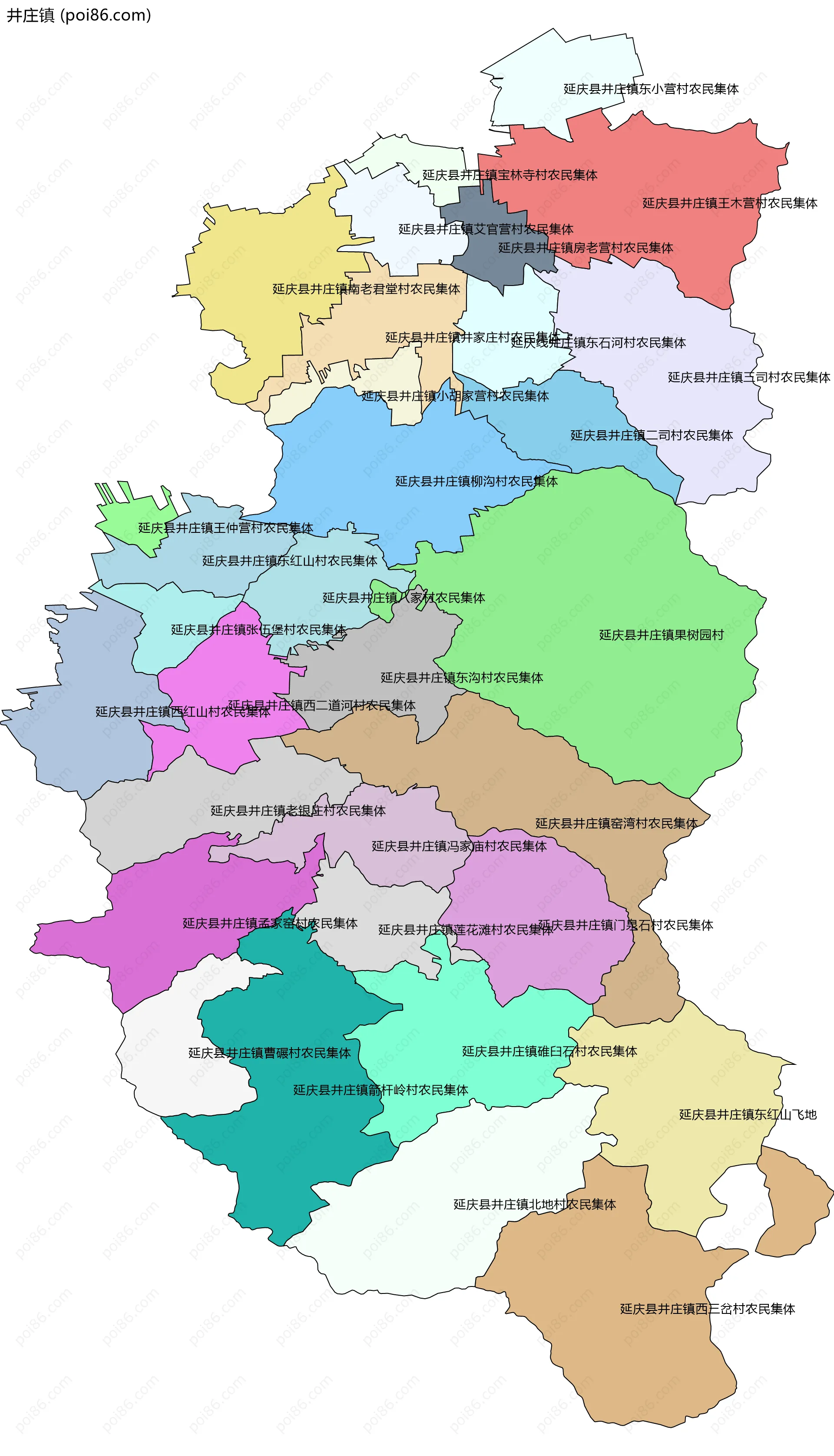 井庄镇边界地图(五级行政区划)