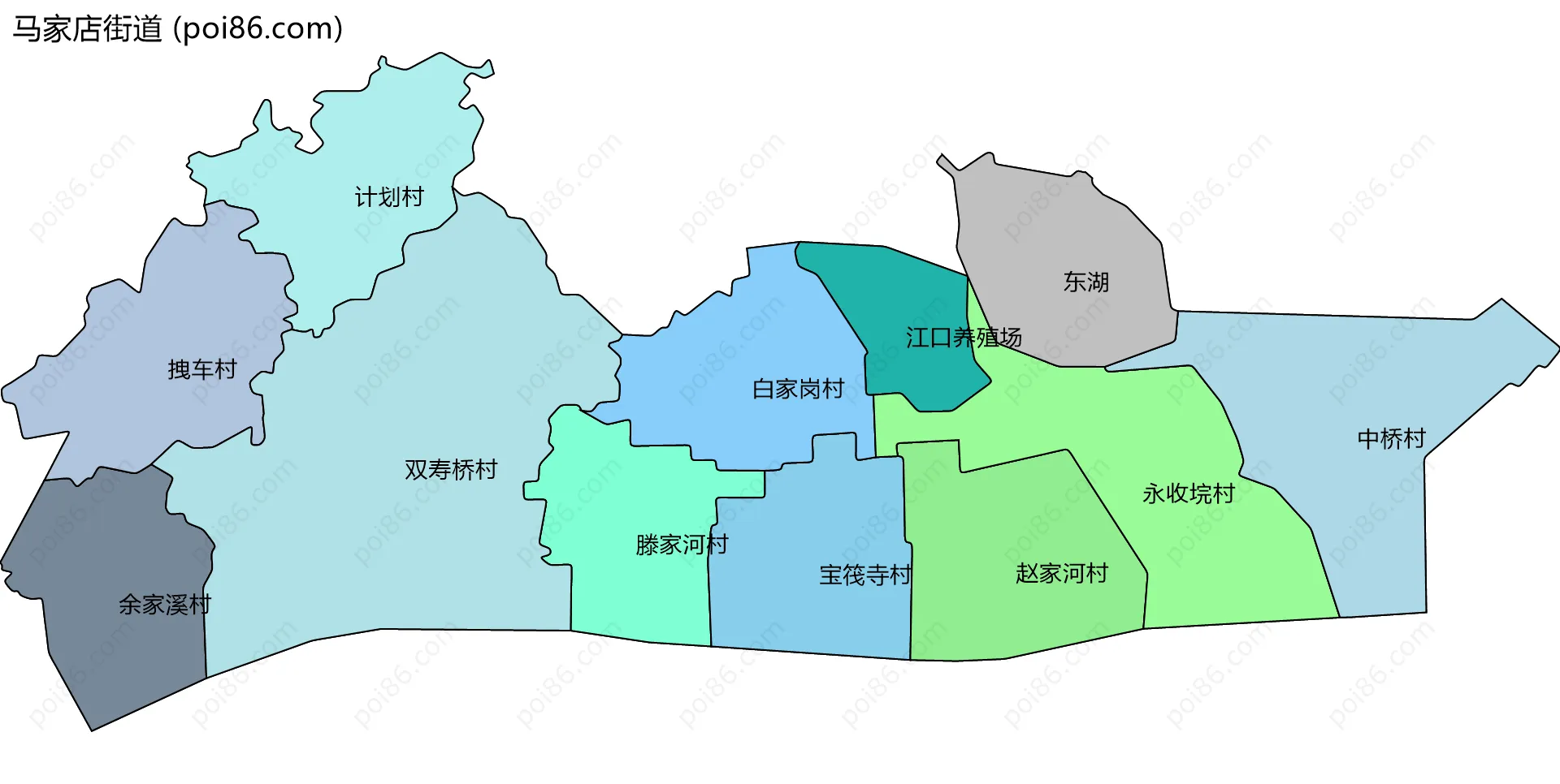 马家店街道边界地图(五级行政区划)