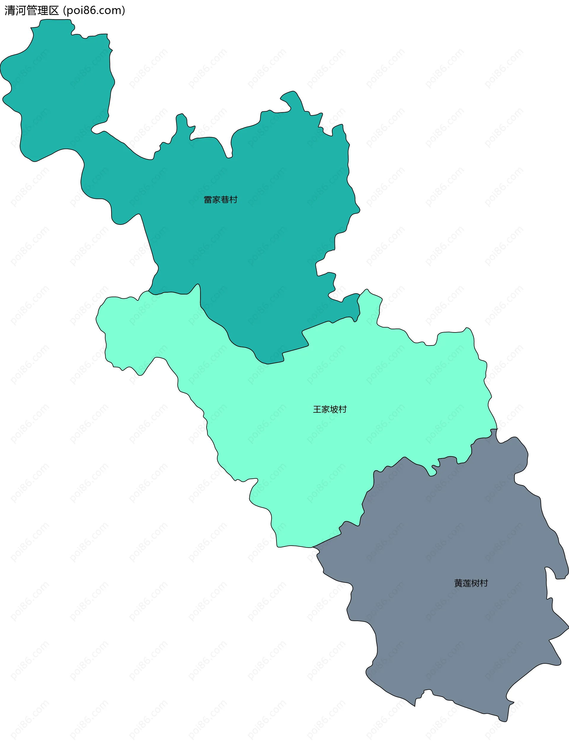 清河管理区边界地图(五级行政区划)