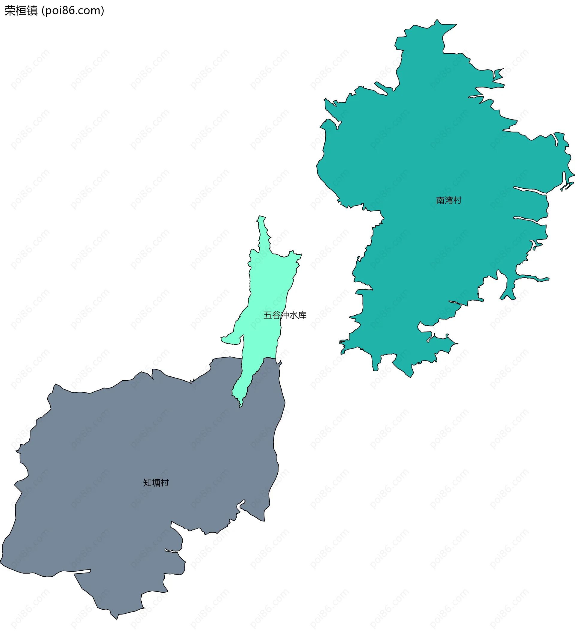 荣桓镇边界地图(五级行政区划)