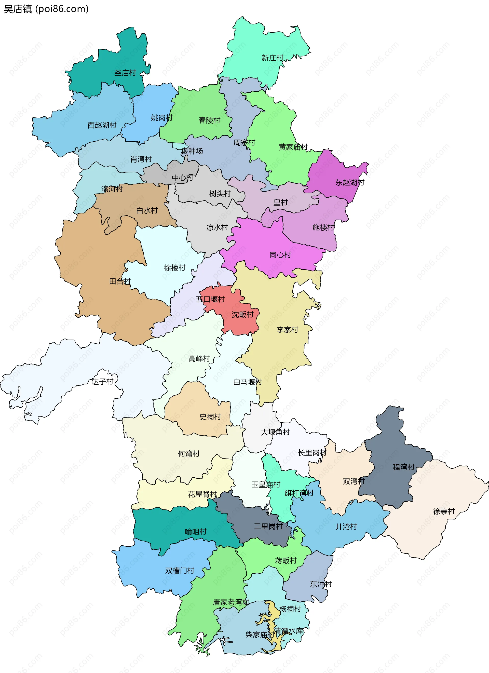 吴店镇边界地图(五级行政区划)