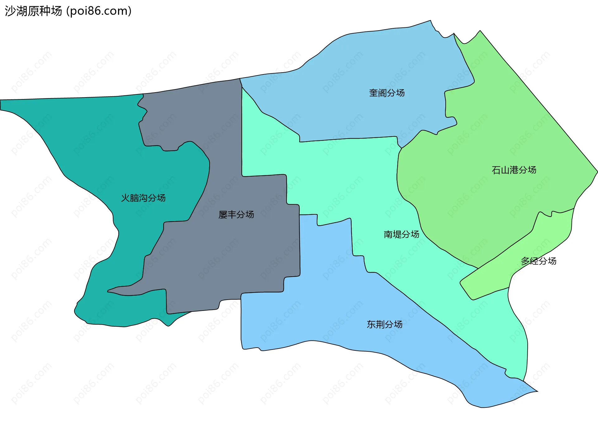 沙湖原种场边界地图(五级行政区划)