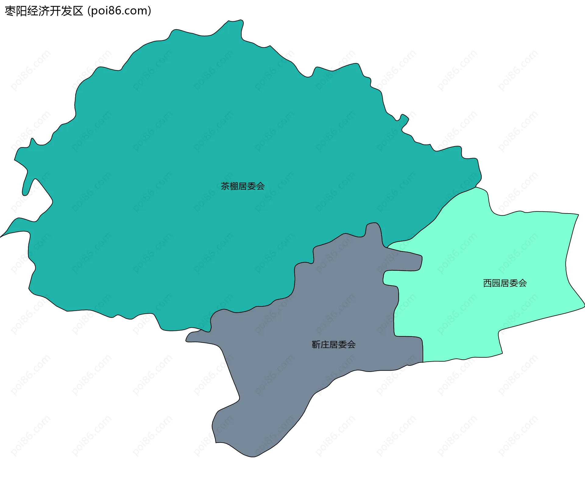 枣阳经济开发区边界地图(五级行政区划)