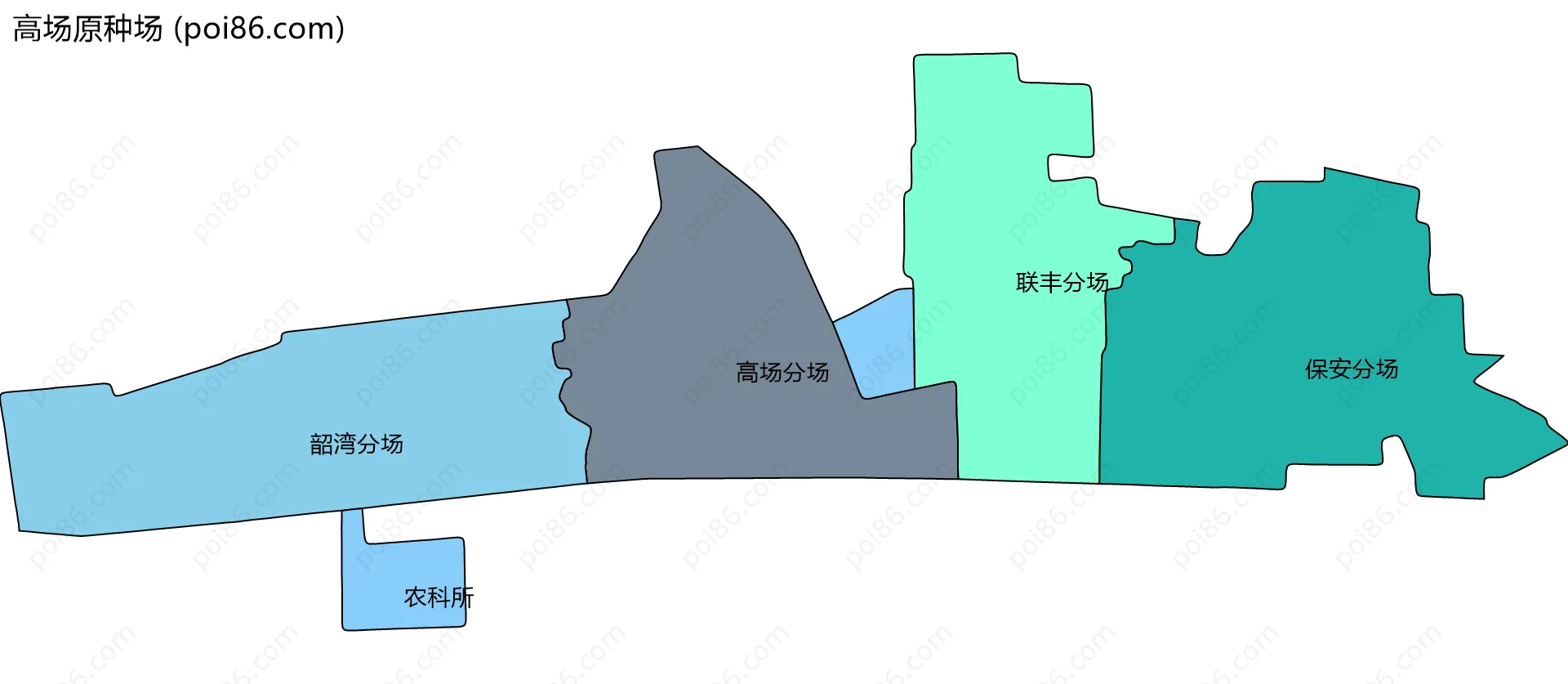 高场原种场边界地图(五级行政区划)