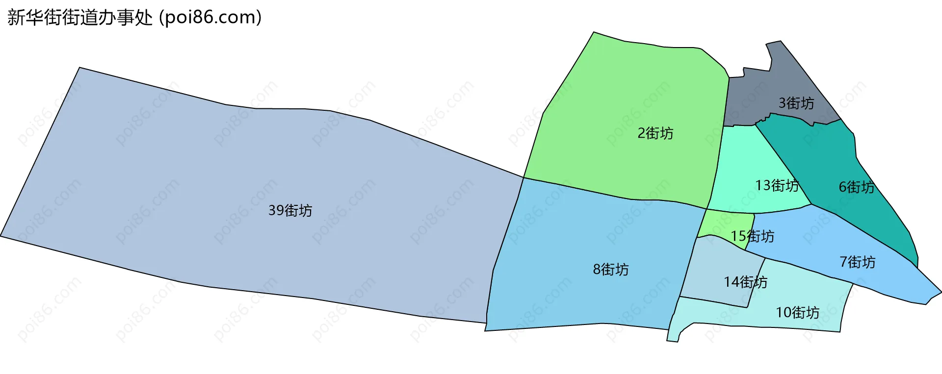 新华街街道办事处边界地图(五级行政区划)