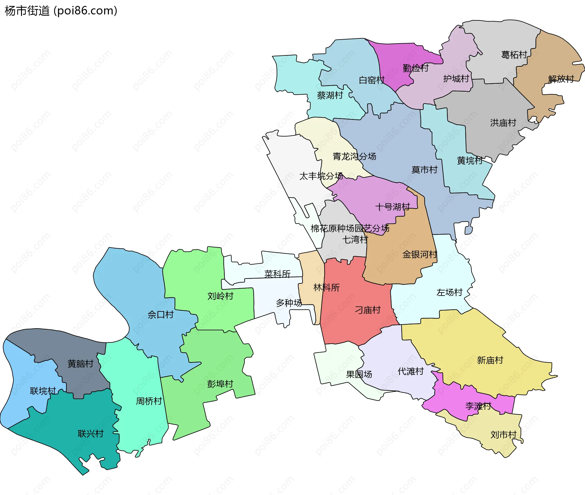 杨市街道边界地图(五级行政区划)