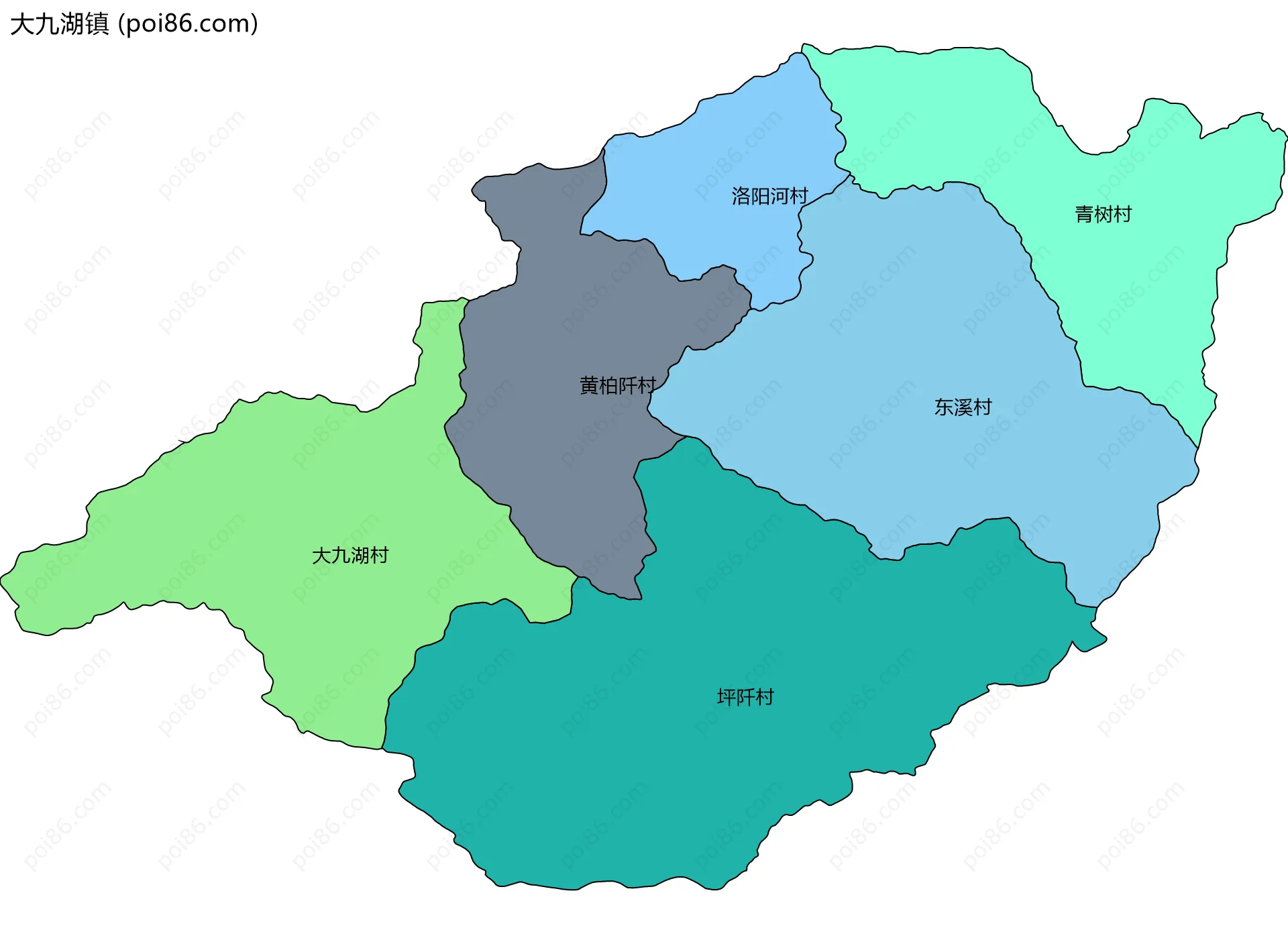 大九湖镇边界地图(五级行政区划)