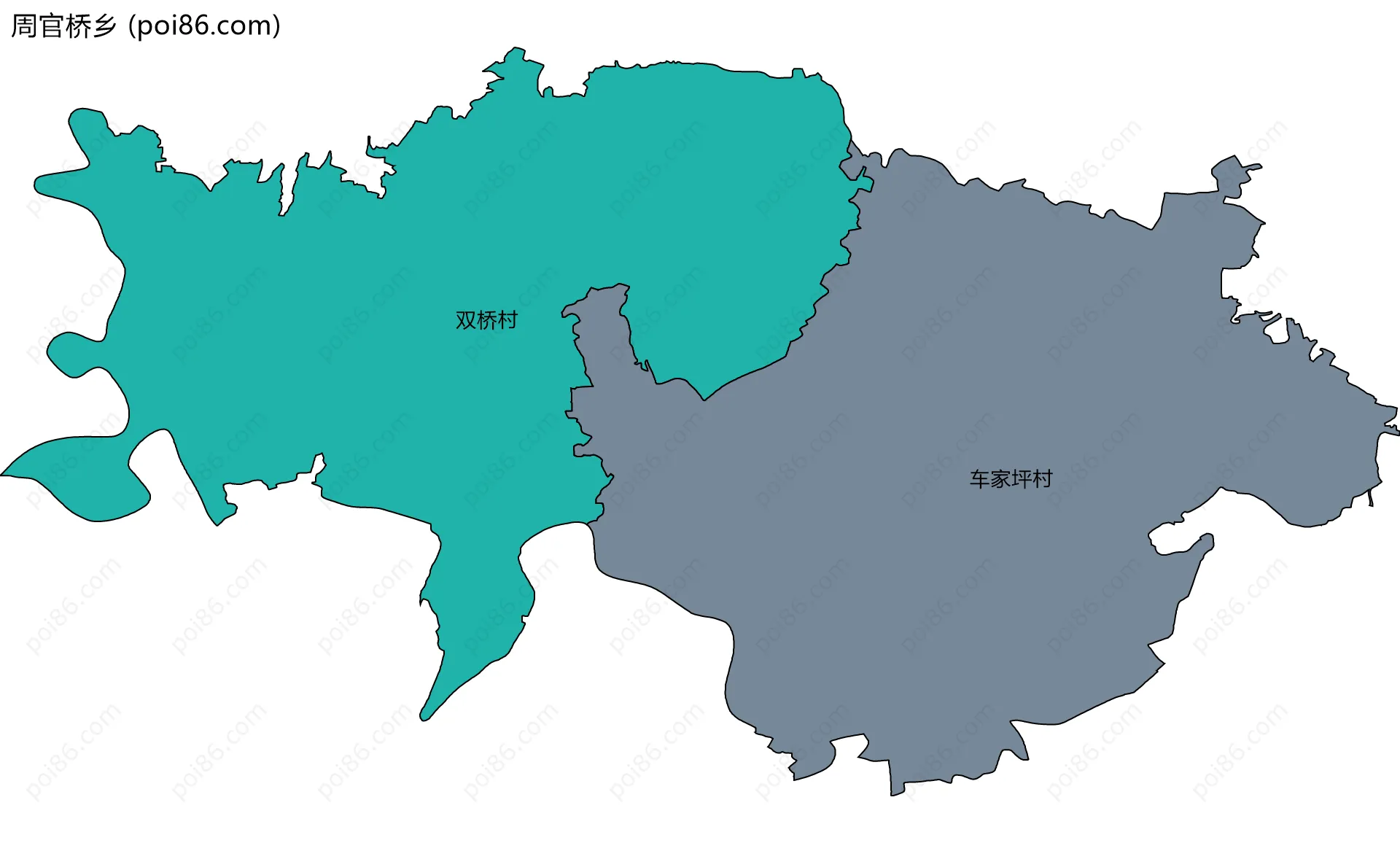 周官桥乡边界地图(五级行政区划)