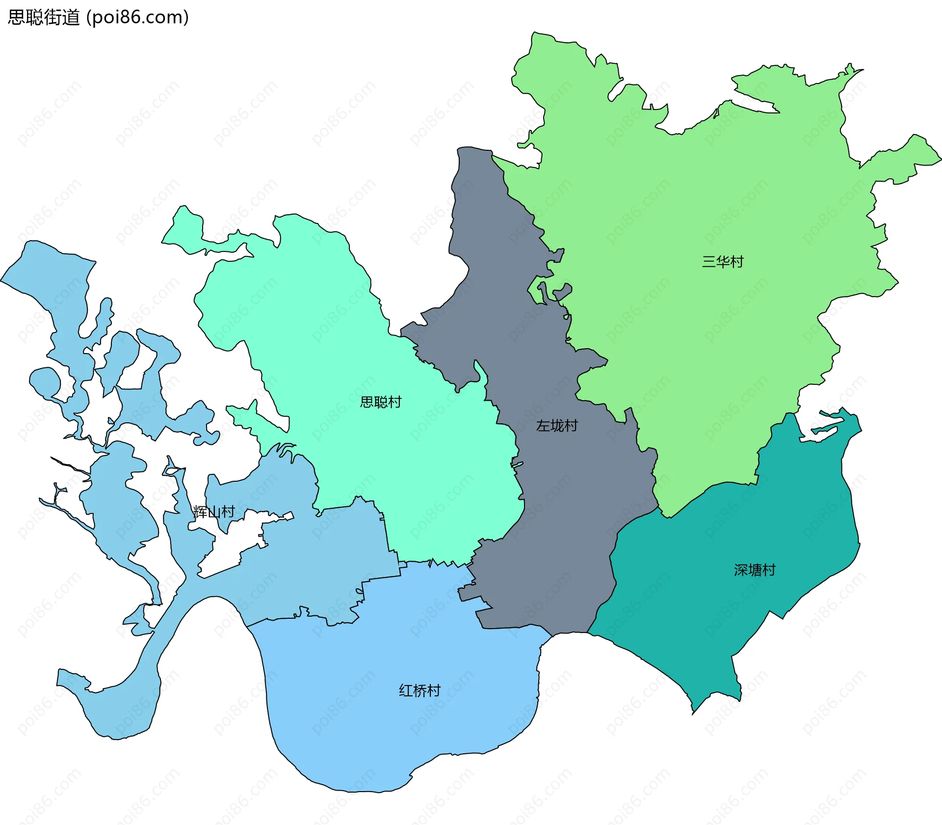 思聪街道边界地图(五级行政区划)