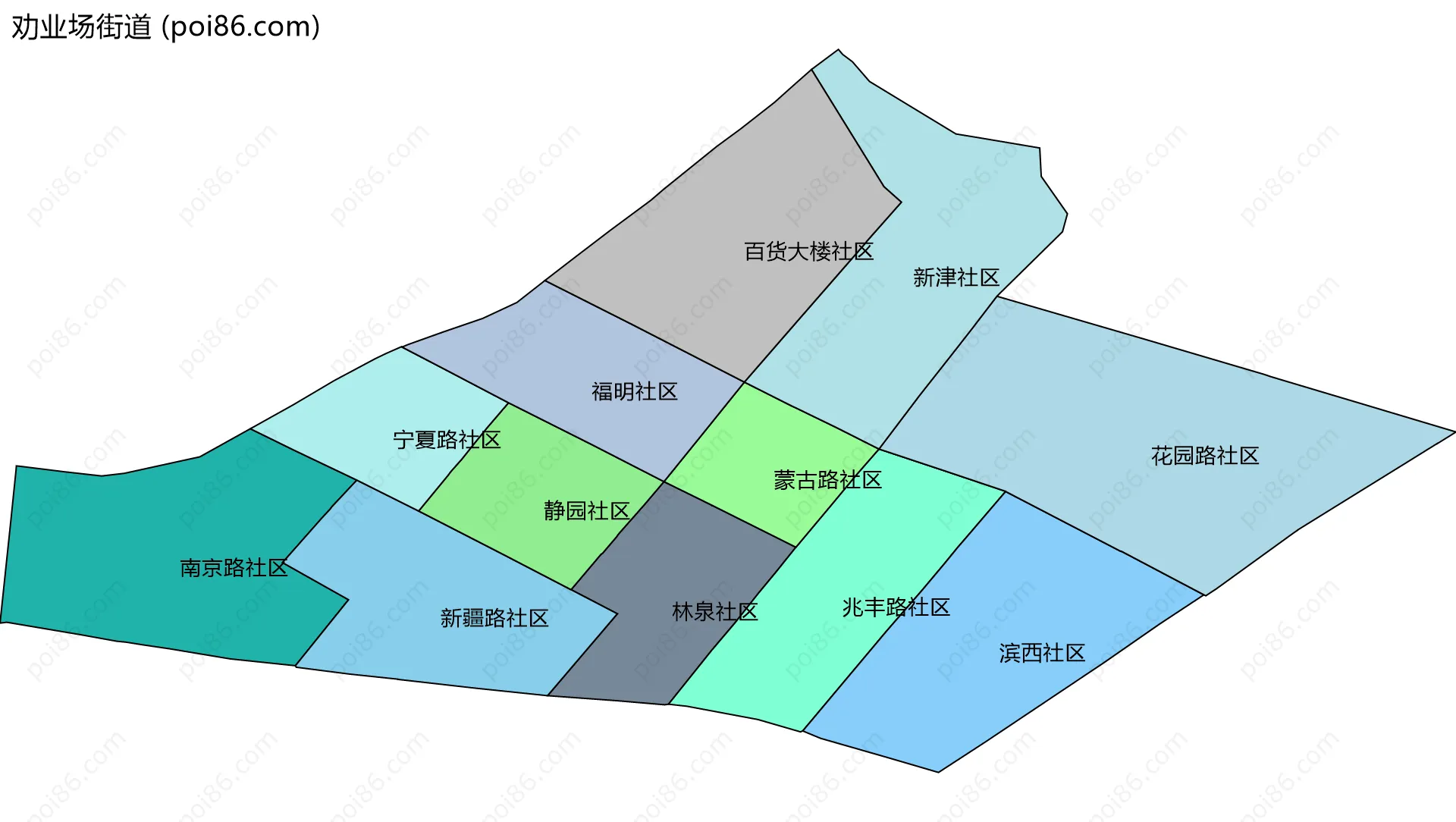 劝业场街道边界地图(五级行政区划)