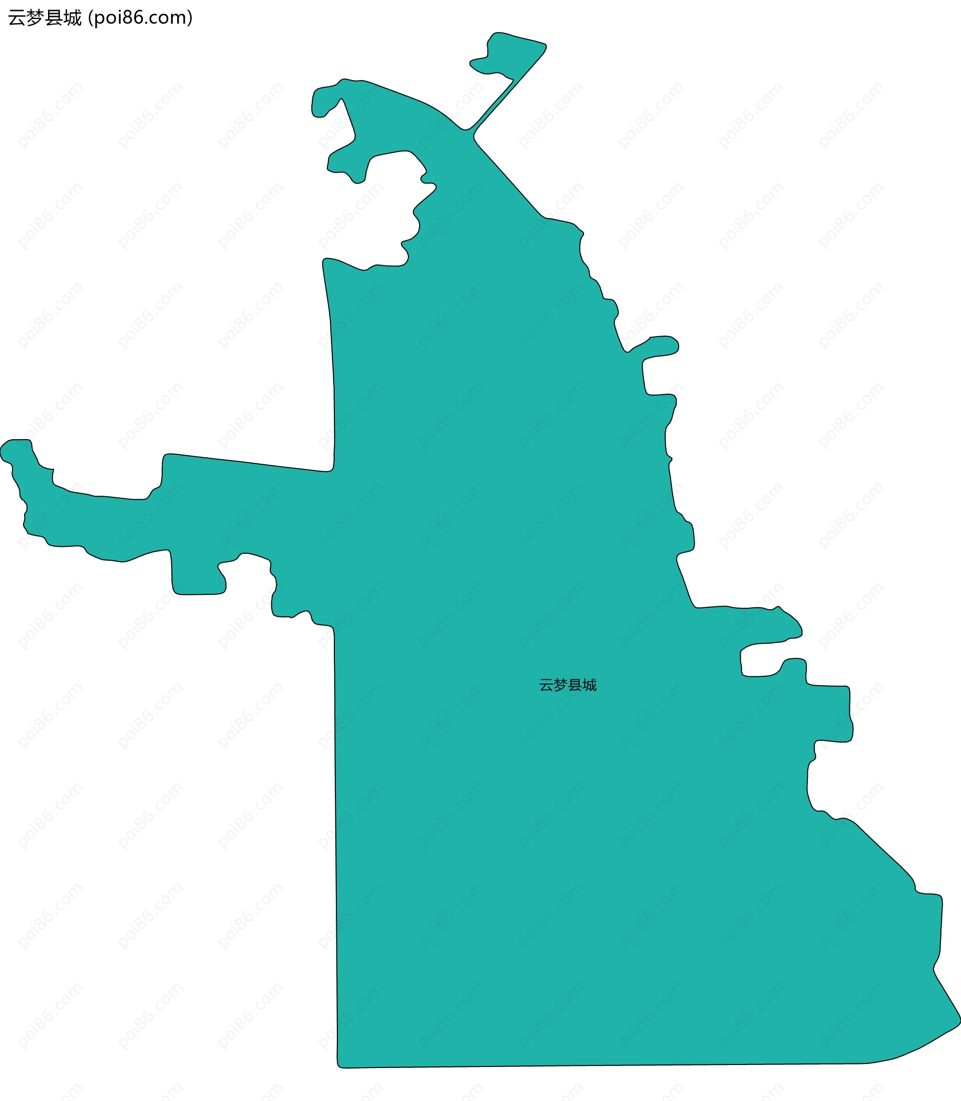 云梦县城边界地图