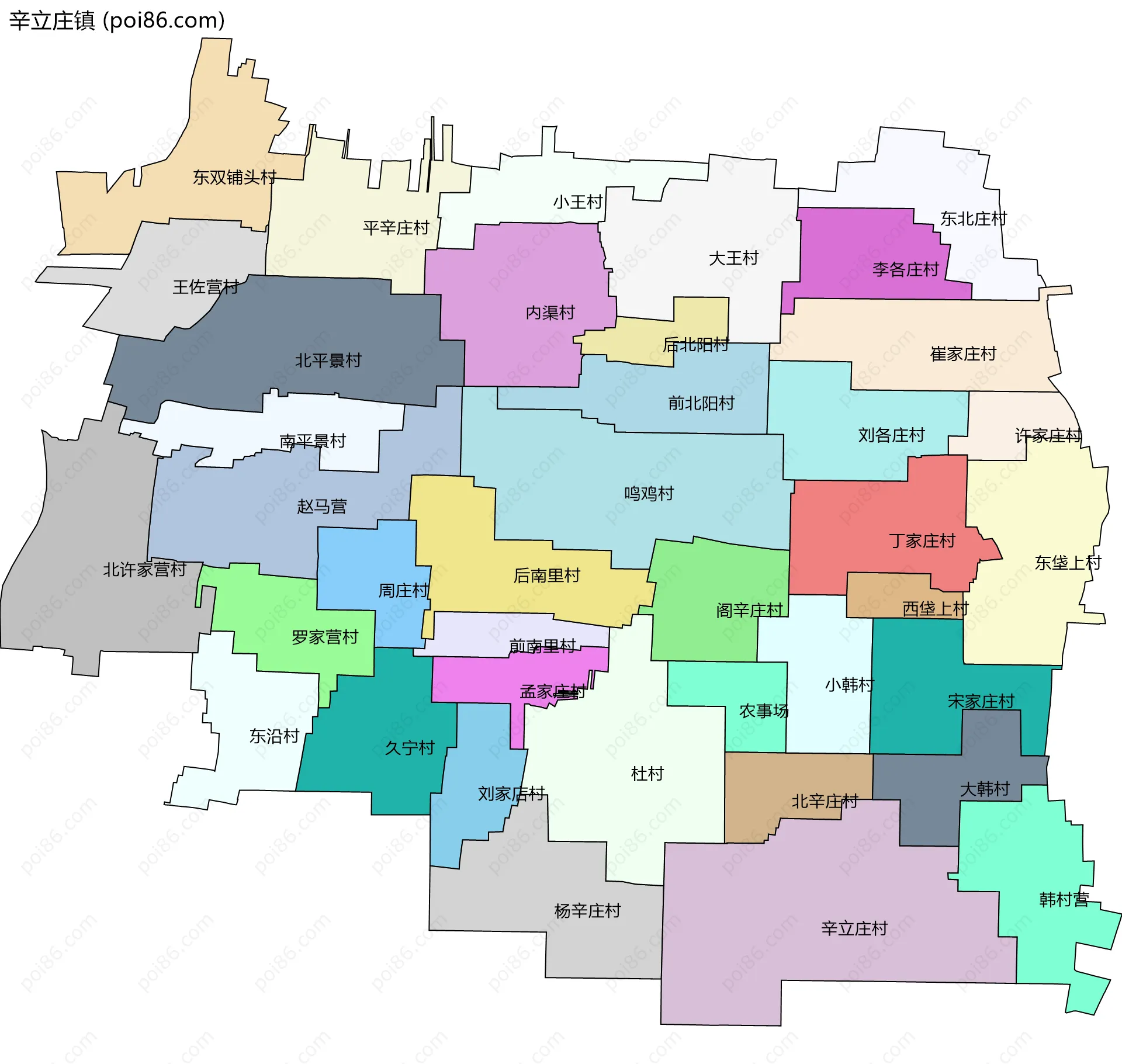 辛立庄镇边界地图(五级行政区划)