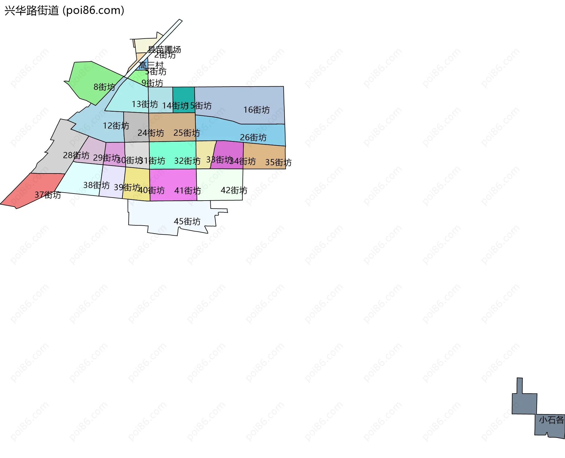 兴华路街道边界地图(五级行政区划)