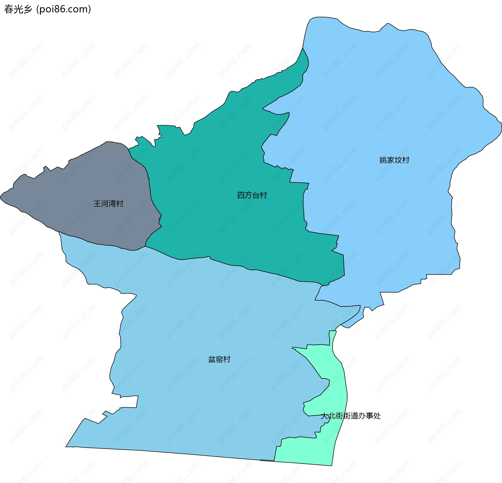 春光乡边界地图(五级行政区划)