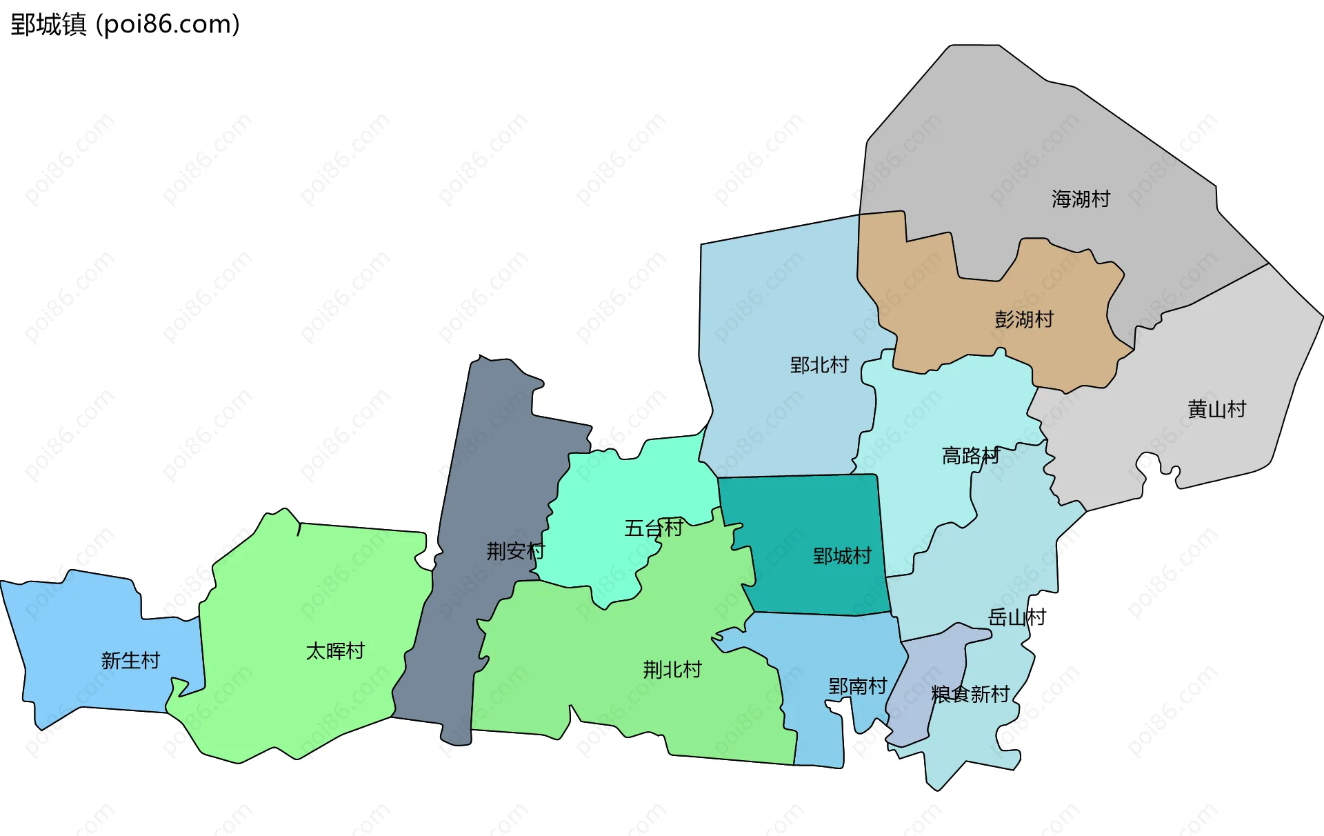 郢城镇边界地图(五级行政区划)