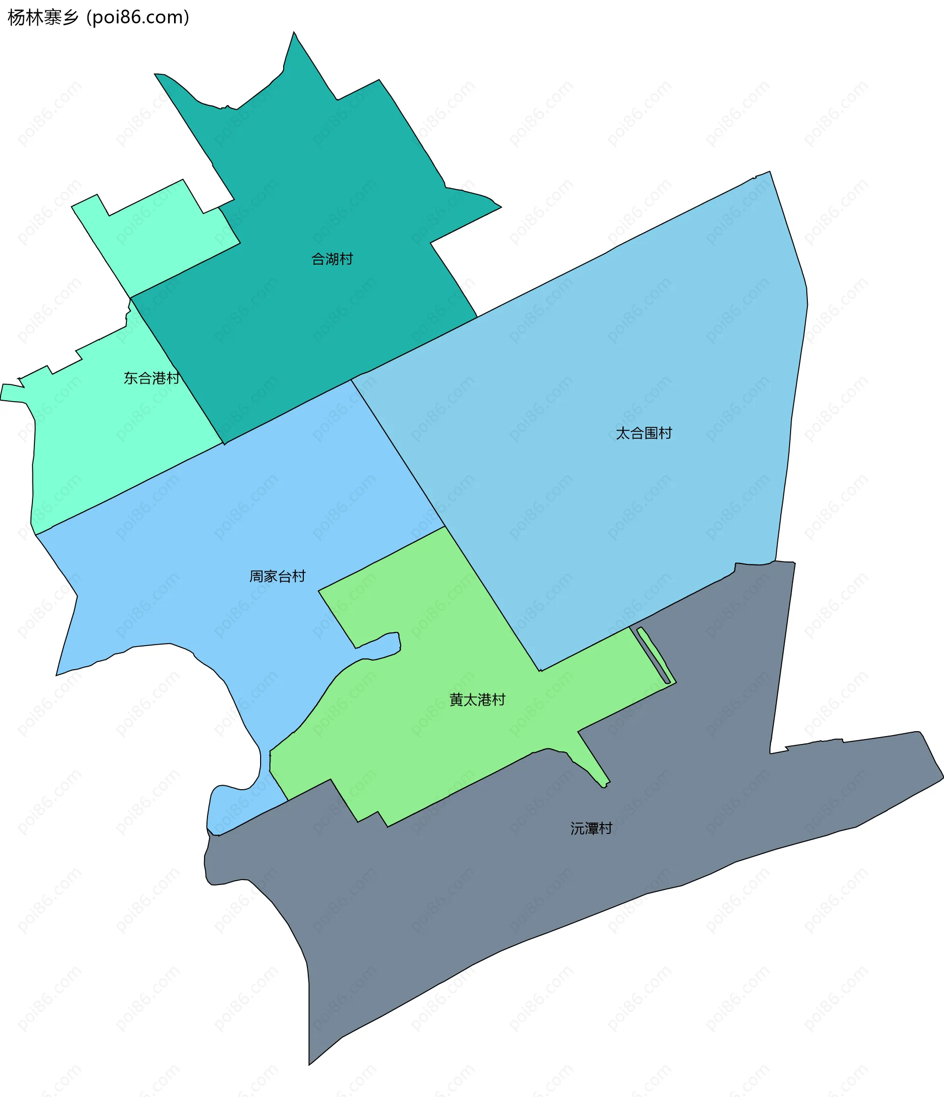 杨林寨乡边界地图(五级行政区划)