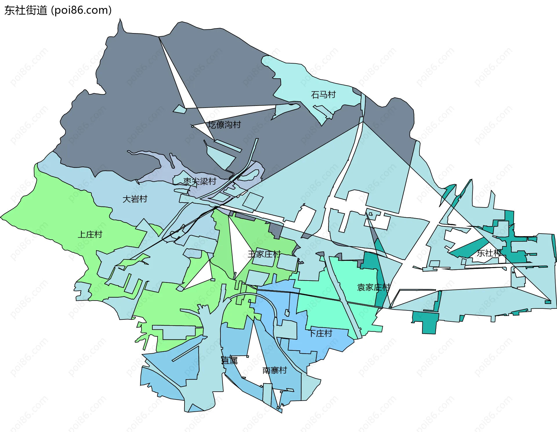 东社街道边界地图(五级行政区划)