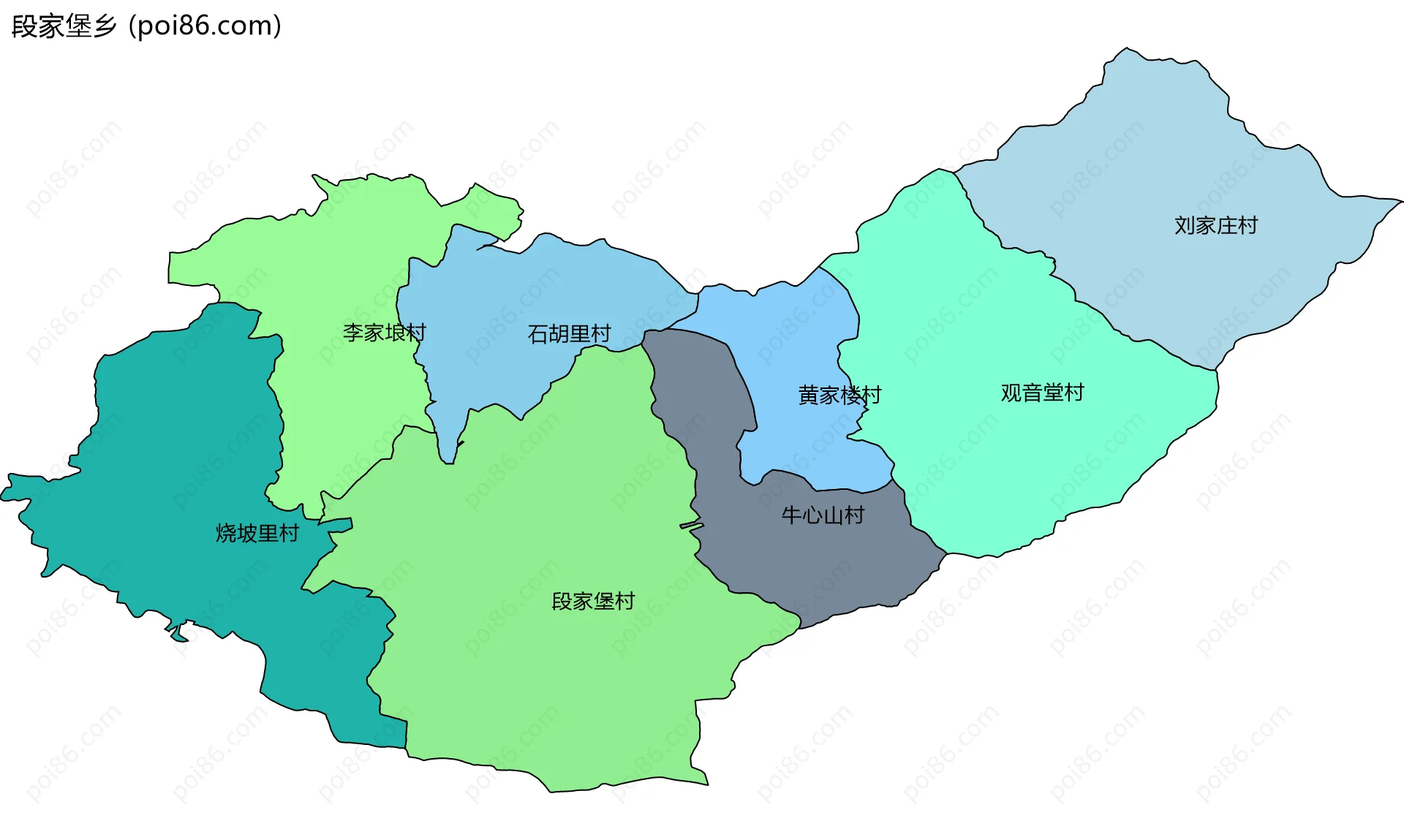 段家堡乡边界地图(五级行政区划)