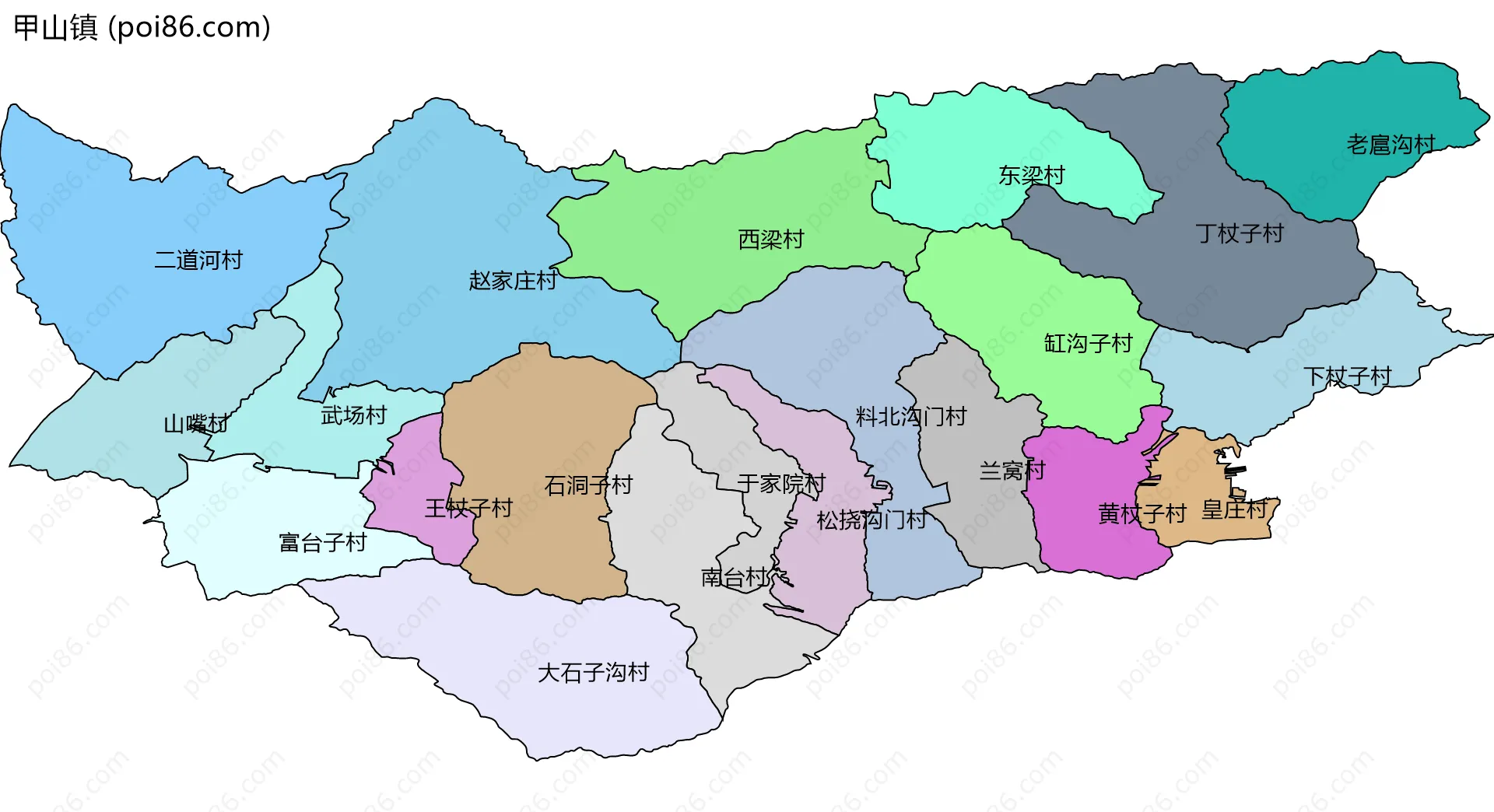 甲山镇边界地图(五级行政区划)