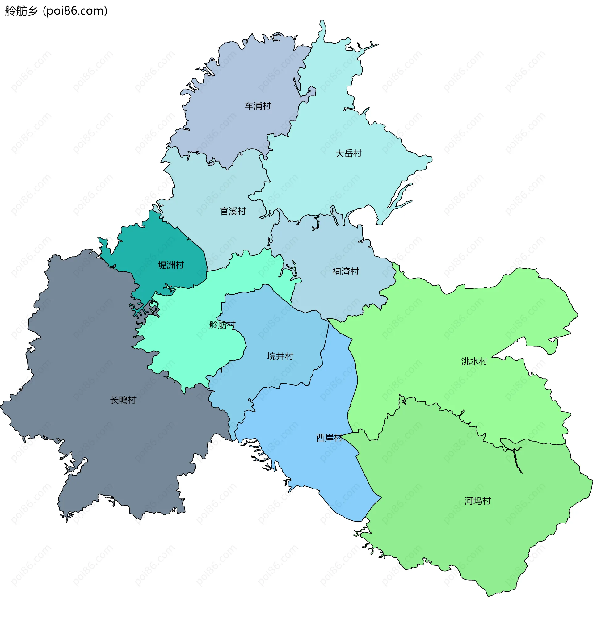 舲舫乡边界地图(五级行政区划)