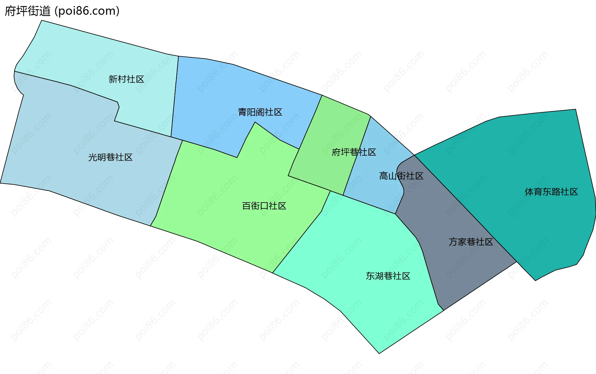 府坪街道边界地图(五级行政区划)