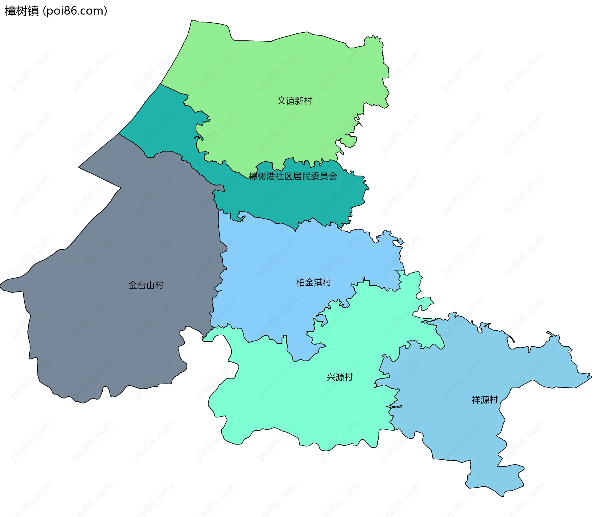 樟树镇边界地图(五级行政区划)