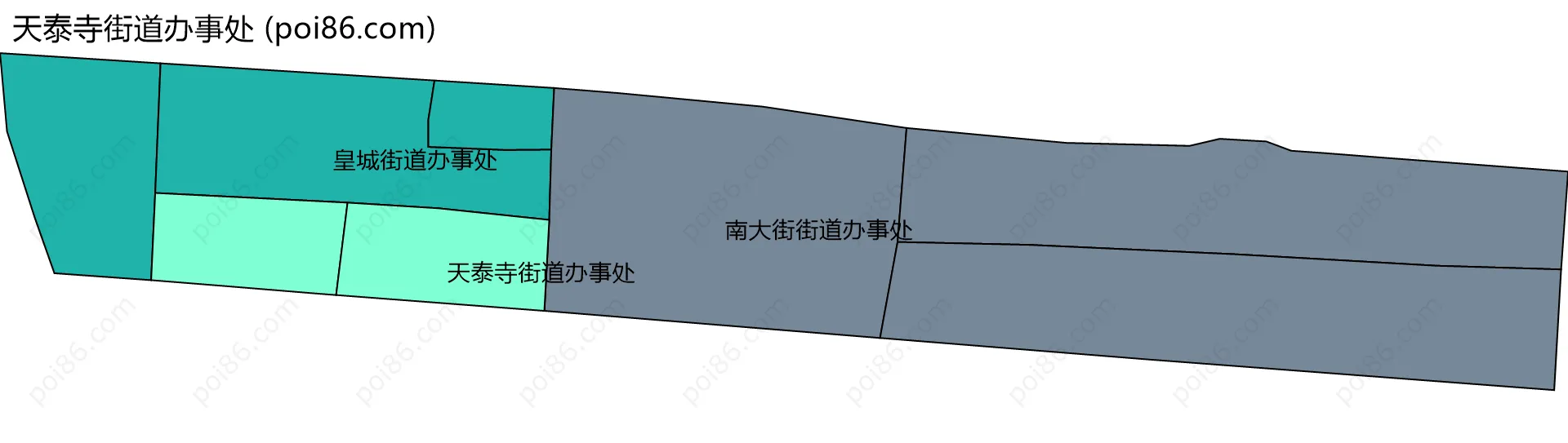 天泰寺街道办事处边界地图(五级行政区划)