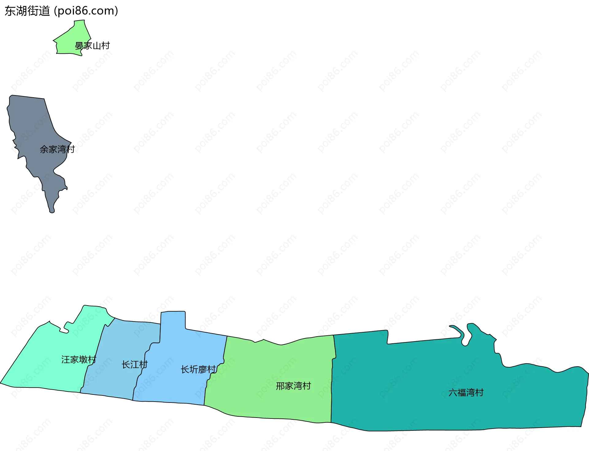 东湖街道边界地图(五级行政区划)