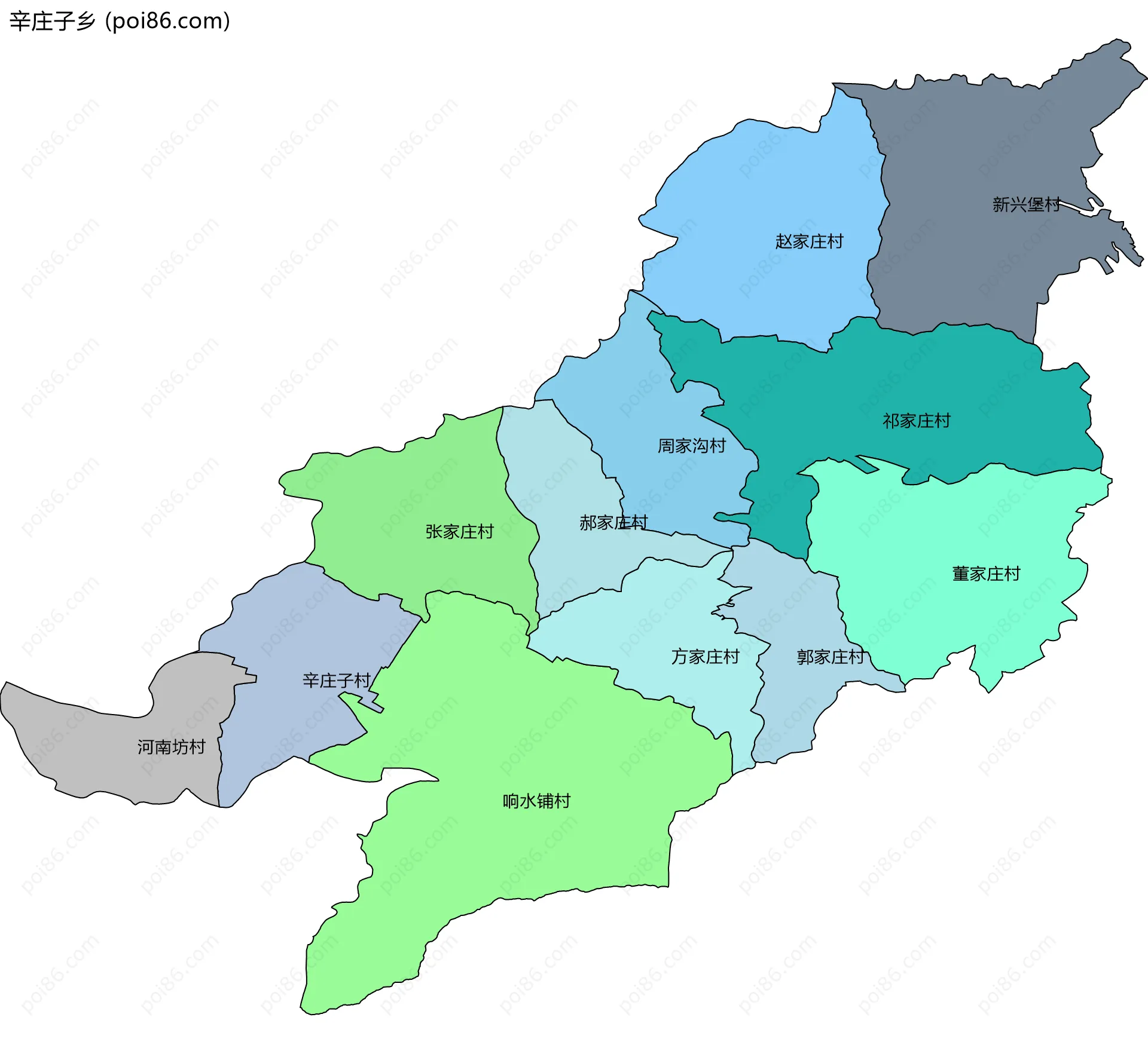 辛庄子乡边界地图(五级行政区划)