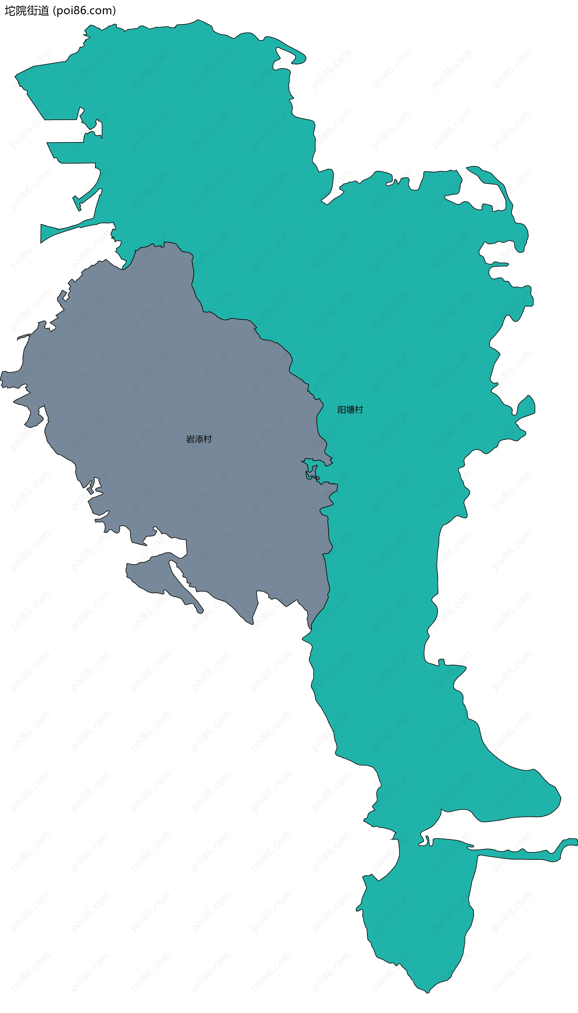 坨院街道边界地图(五级行政区划)