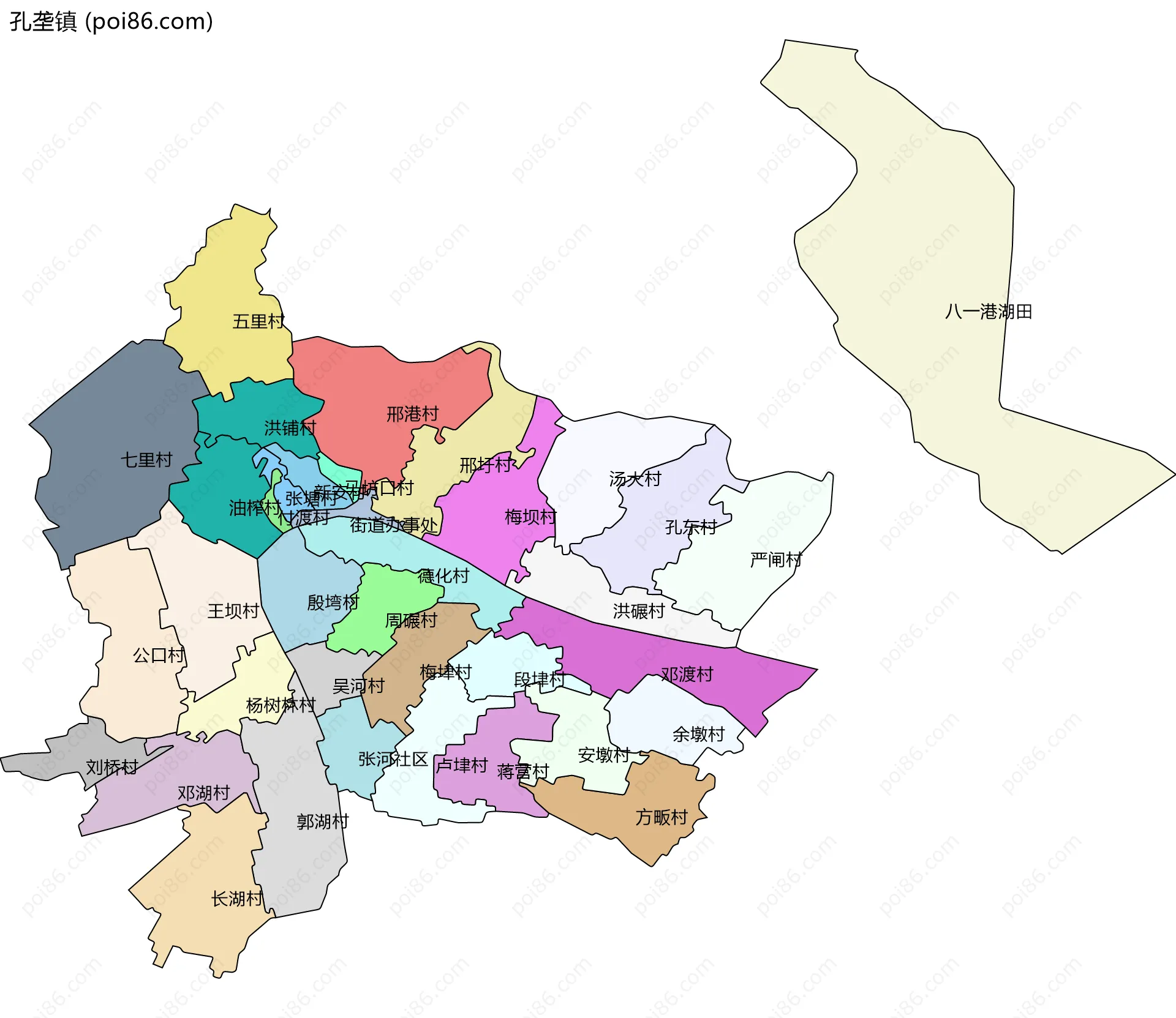 孔垄镇边界地图(五级行政区划)