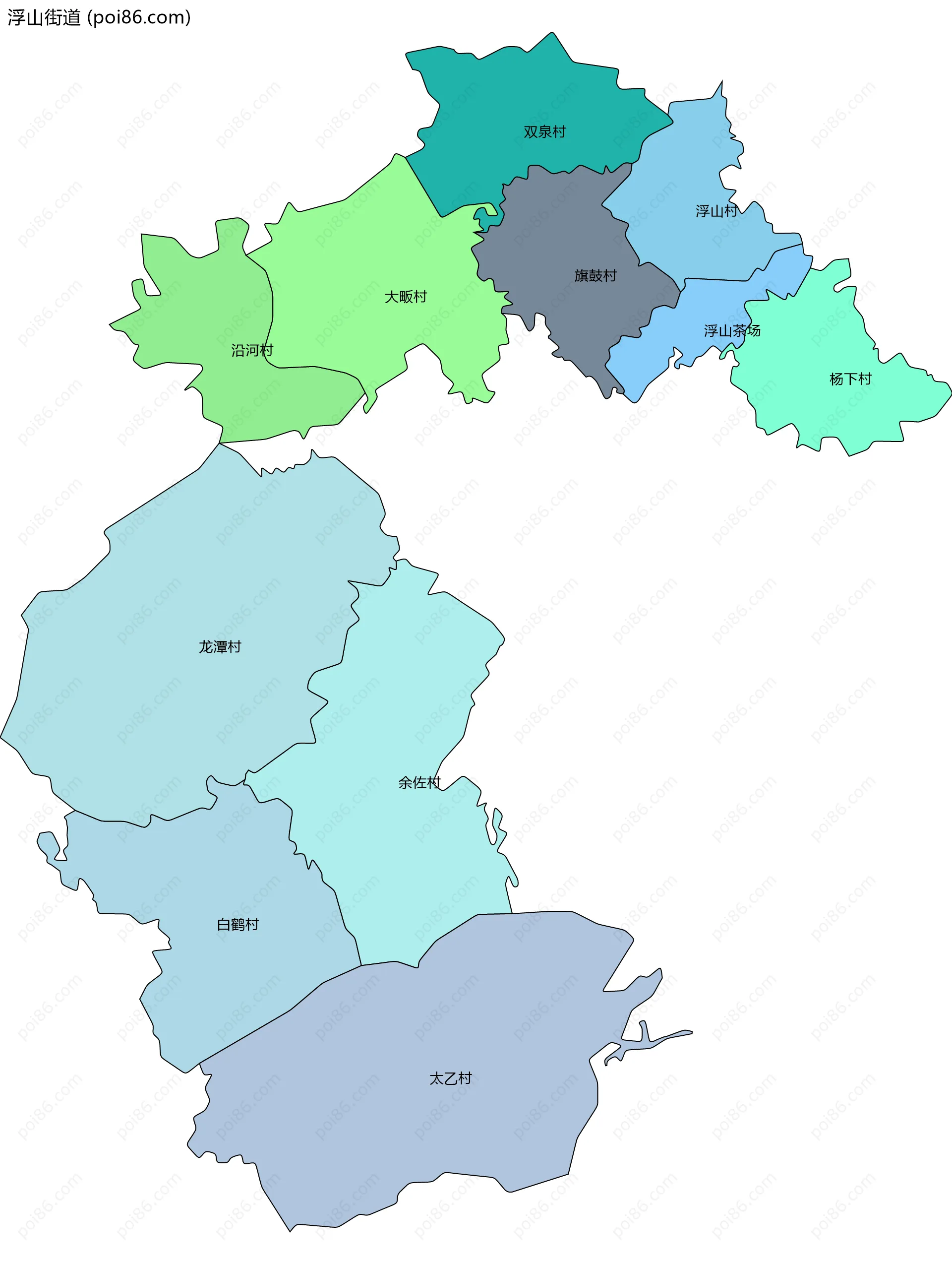 浮山街道边界地图(五级行政区划)