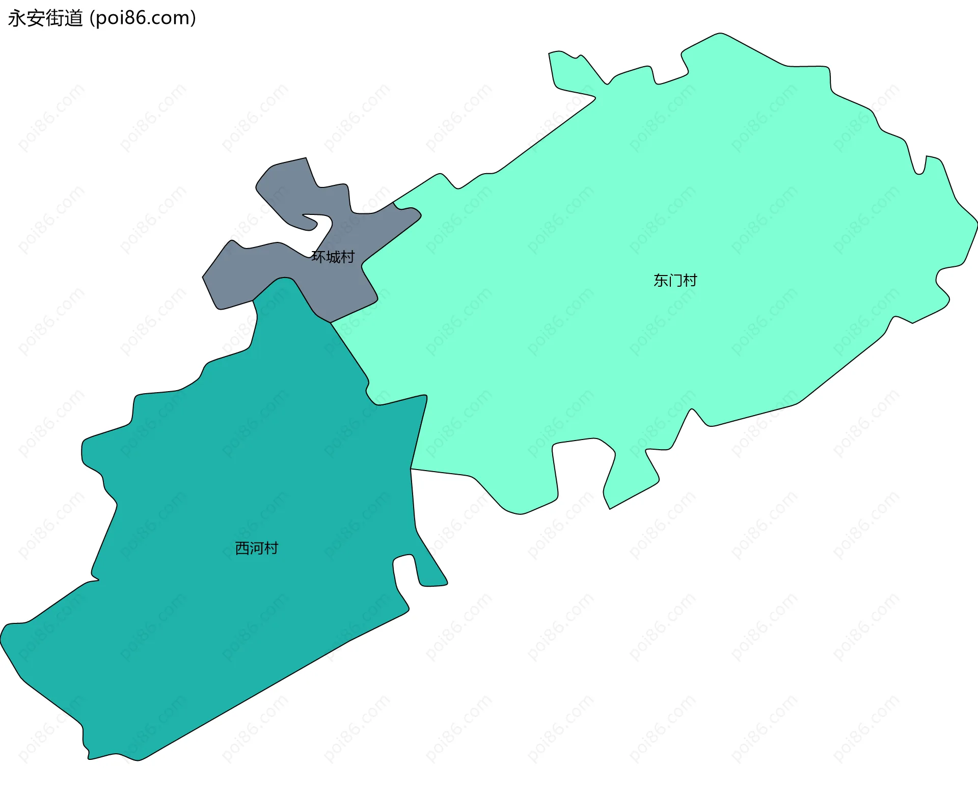 永安街道边界地图(五级行政区划)