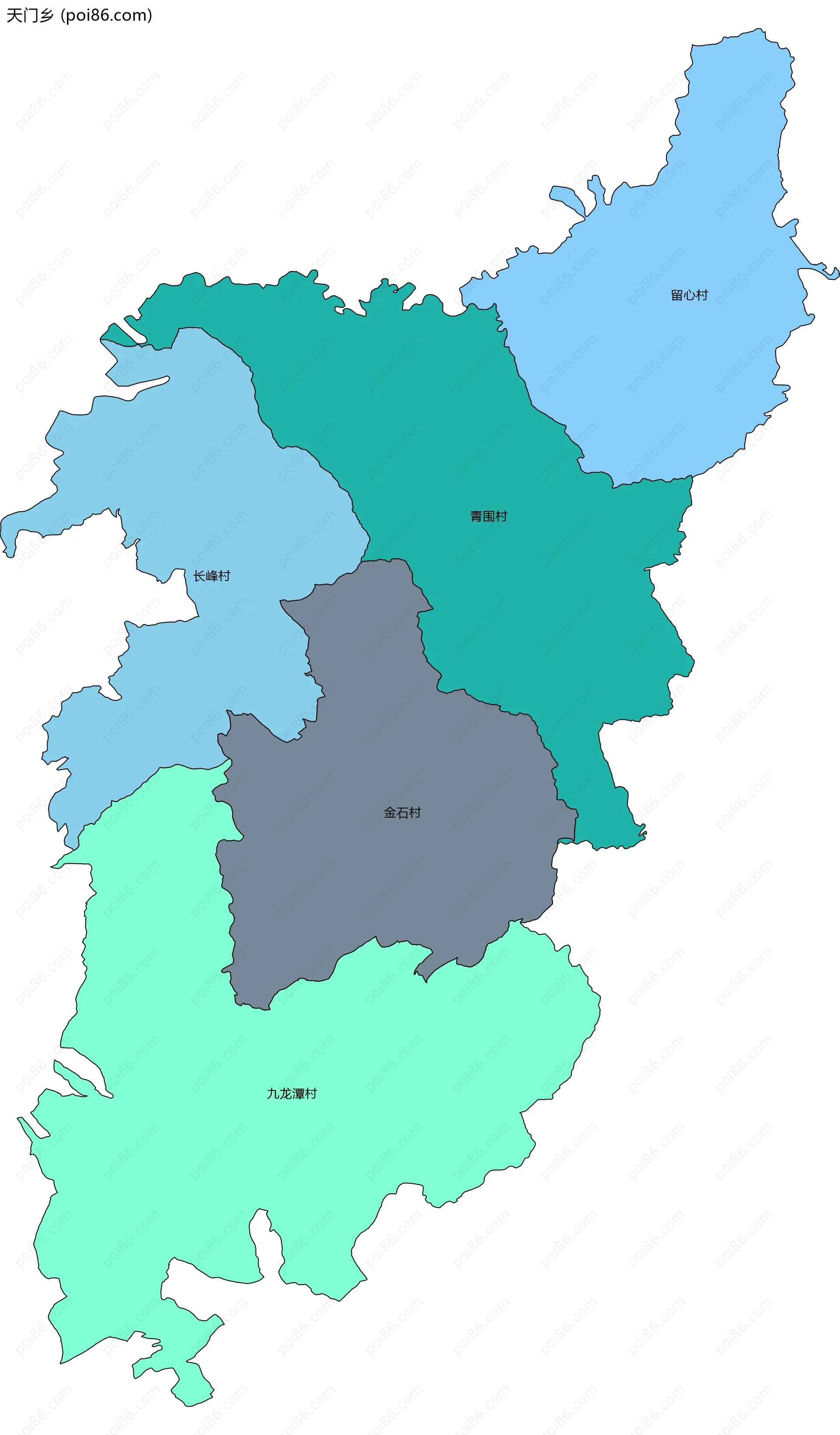 天门乡边界地图(五级行政区划)